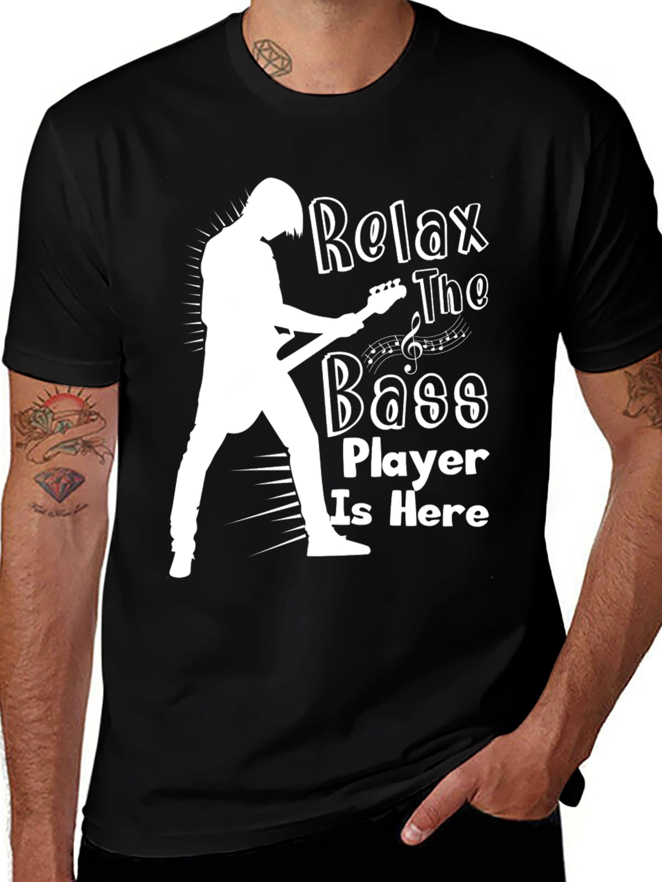Relax The Bass Player Is Here Black T-Shirt