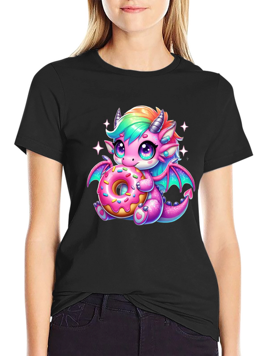 Cute Dragon Donut T-Shirt - Fun Kawaii Style