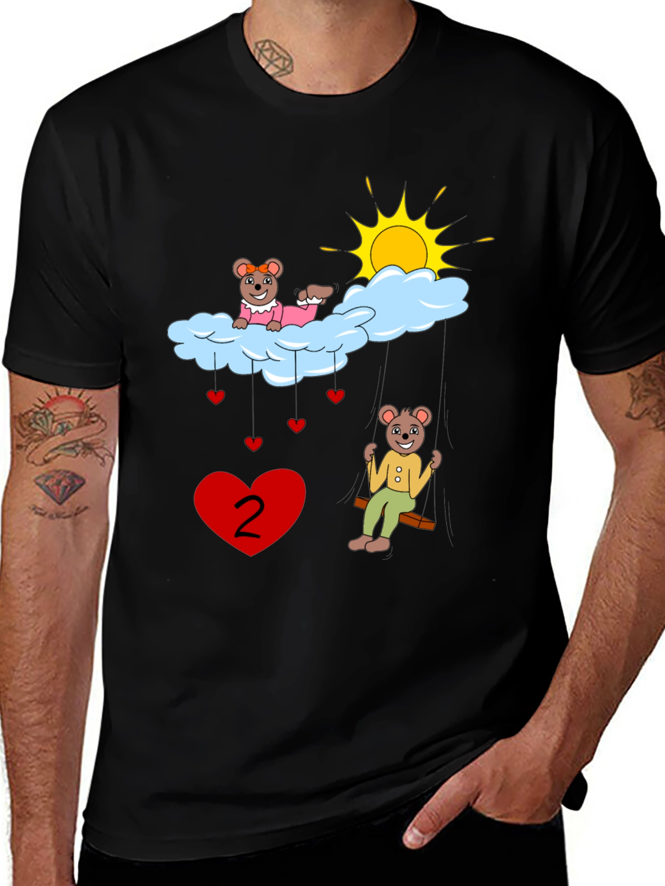 Cartoon Bears Black T-Shirt