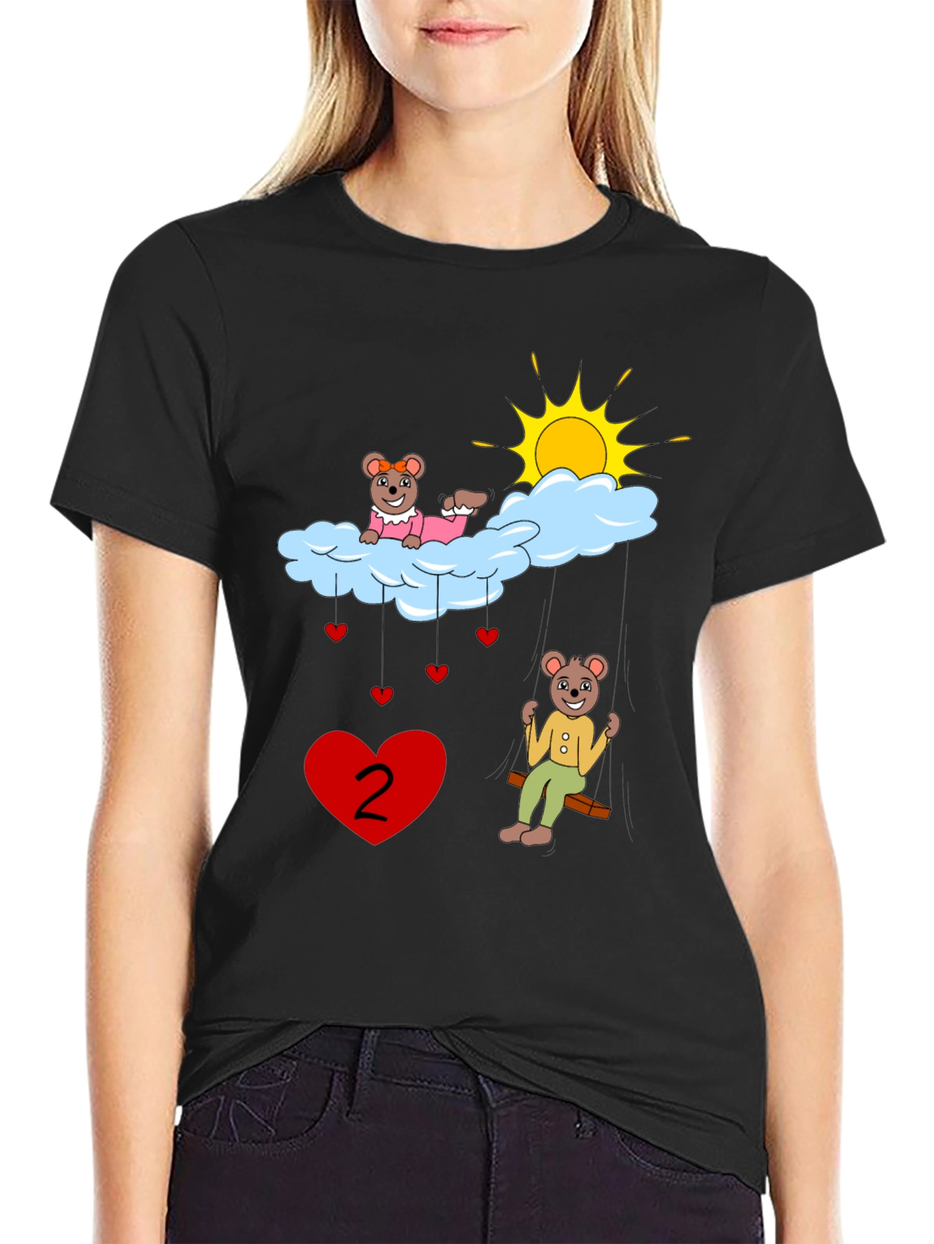 Cartoon Bears Black T-Shirt