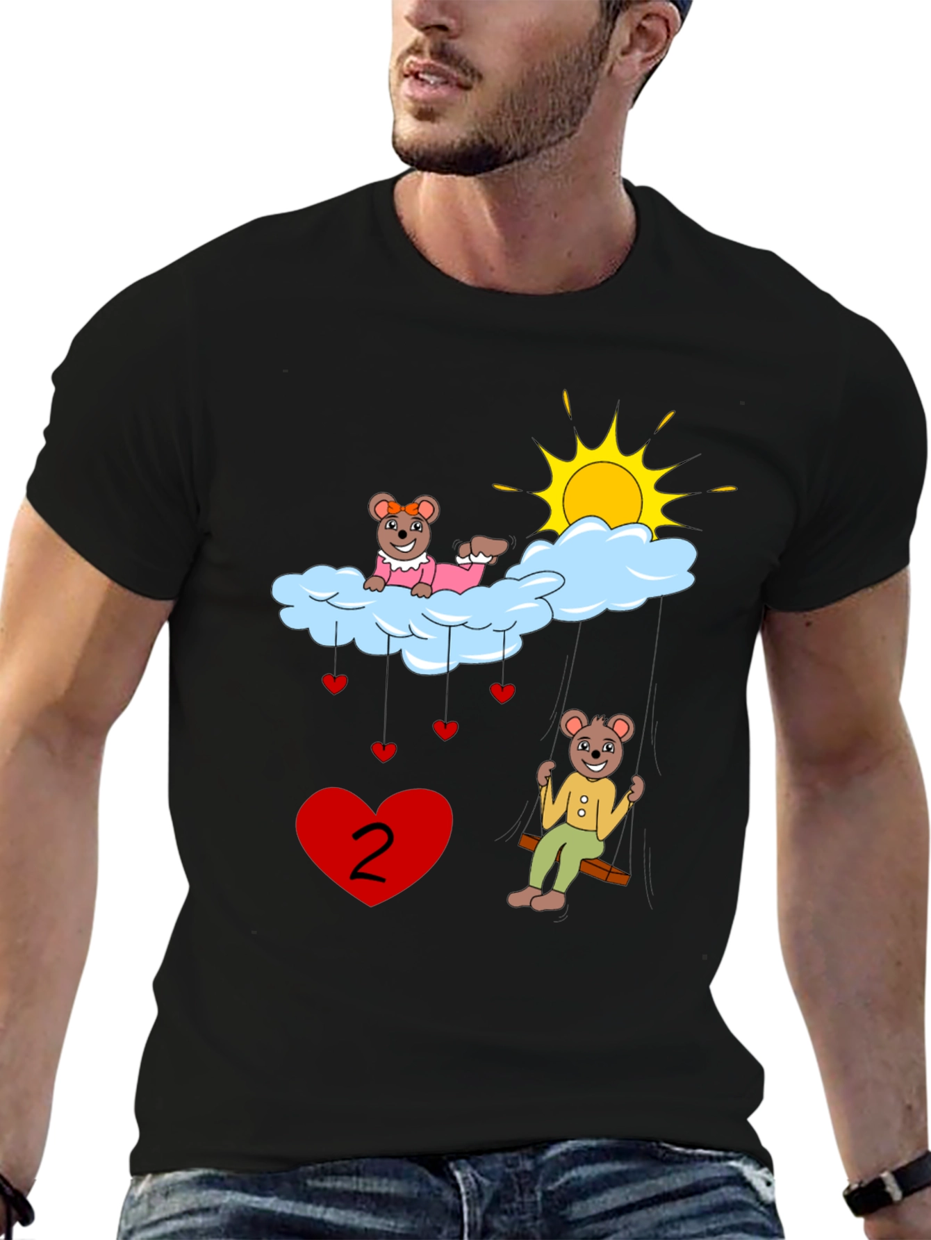 Cartoon Bears Black T-Shirt