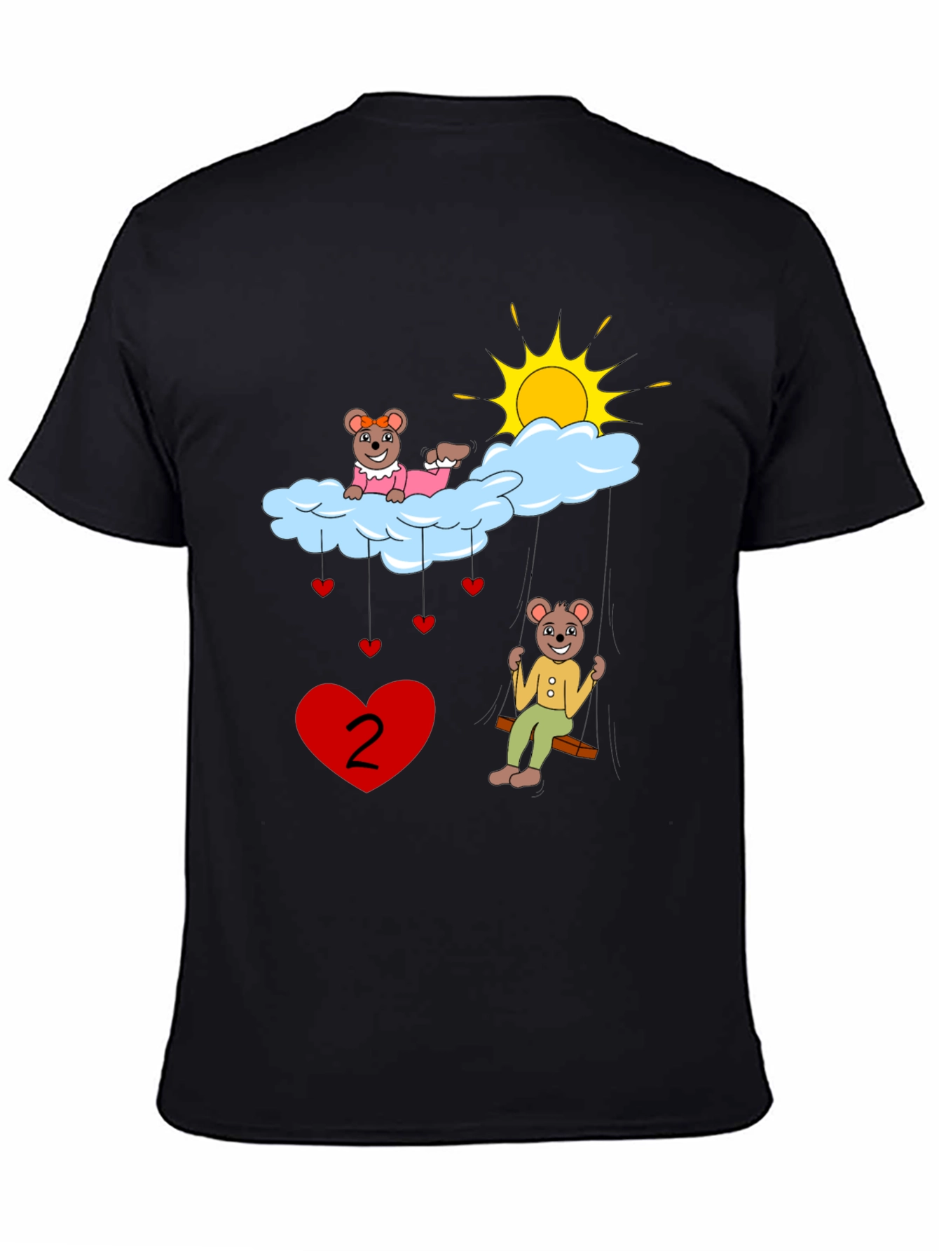 Cartoon Bears Black T-Shirt
