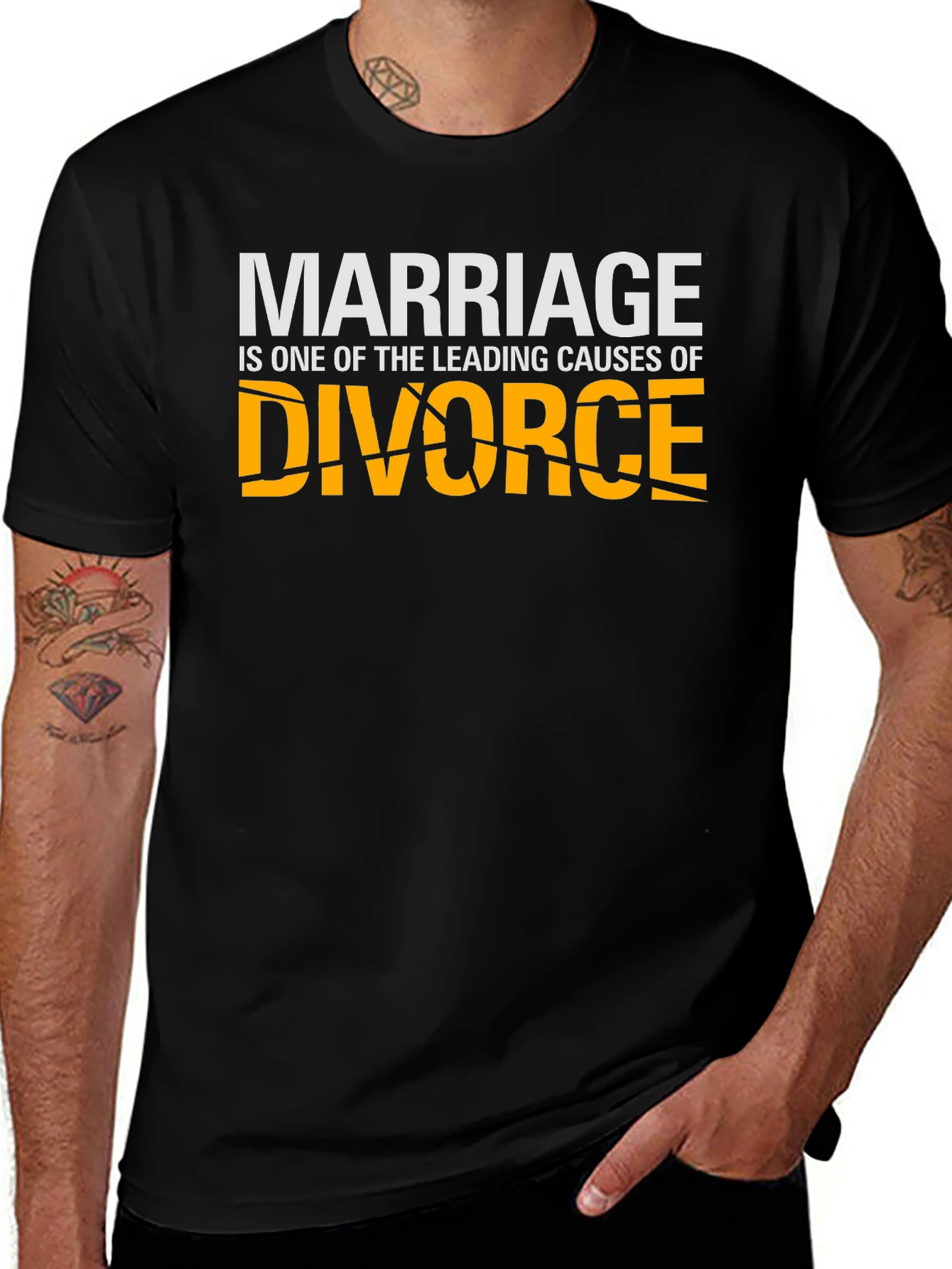 Marriage Divorce Graphic T-Shirt - Black