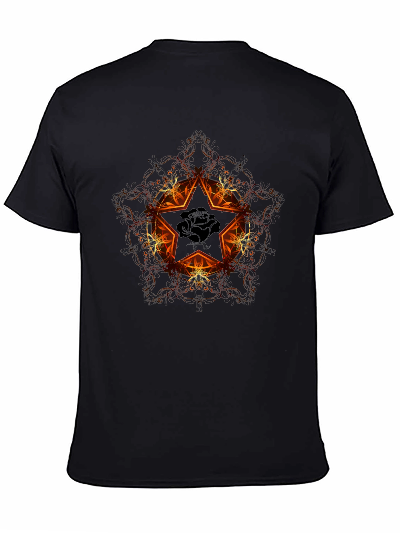 Star Rose Graphic Black T-Shirt