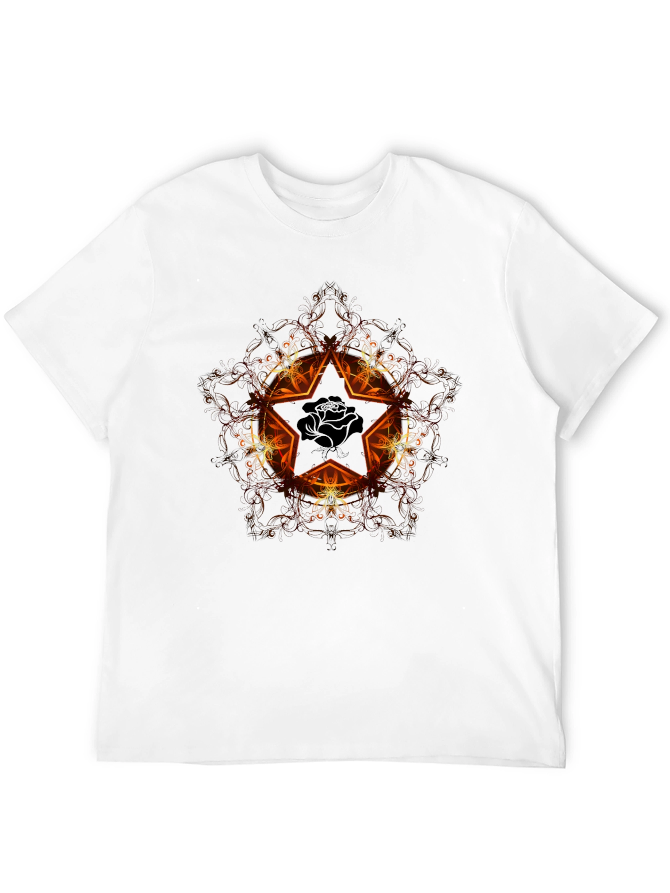 Star Rose Graphic Black T-Shirt
