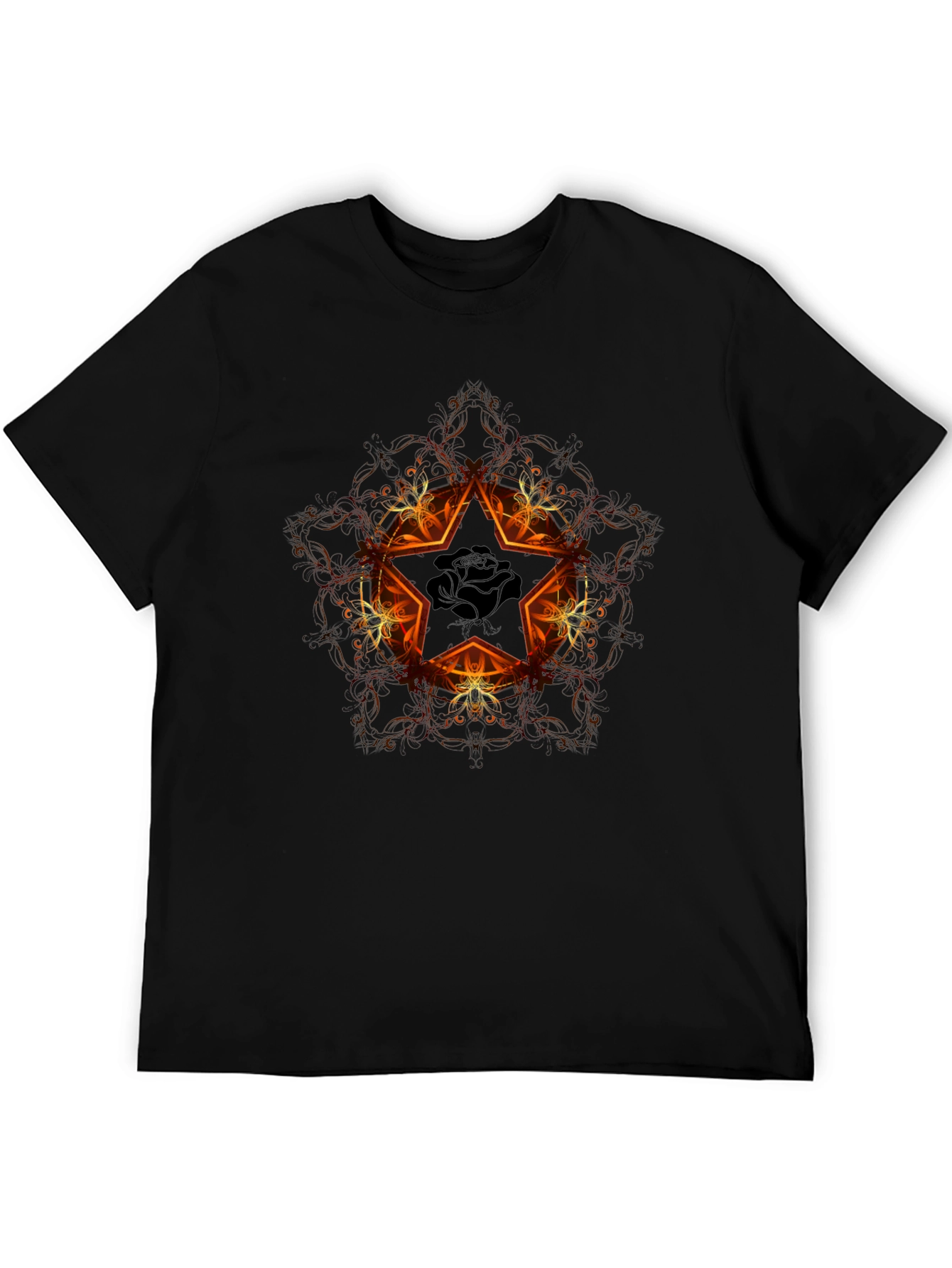 Star Rose Graphic Black T-Shirt