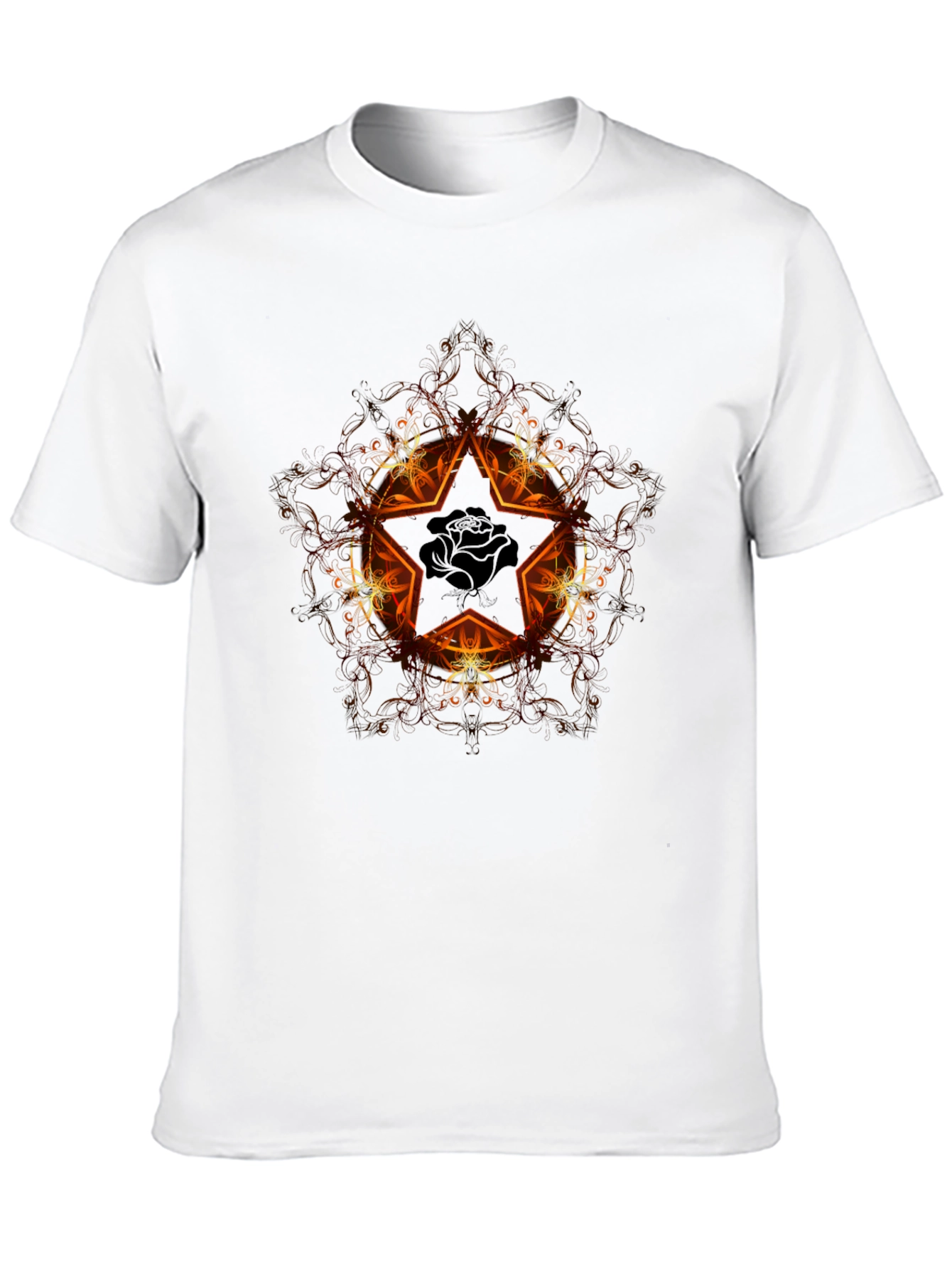 Star Rose Graphic Black T-Shirt