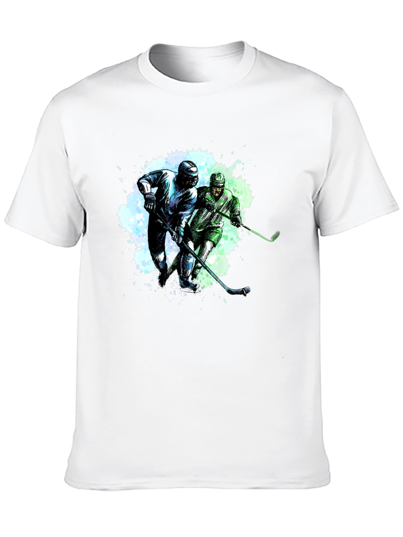 Hockey Players Graphic Tee - Black Cotton T-Shirt