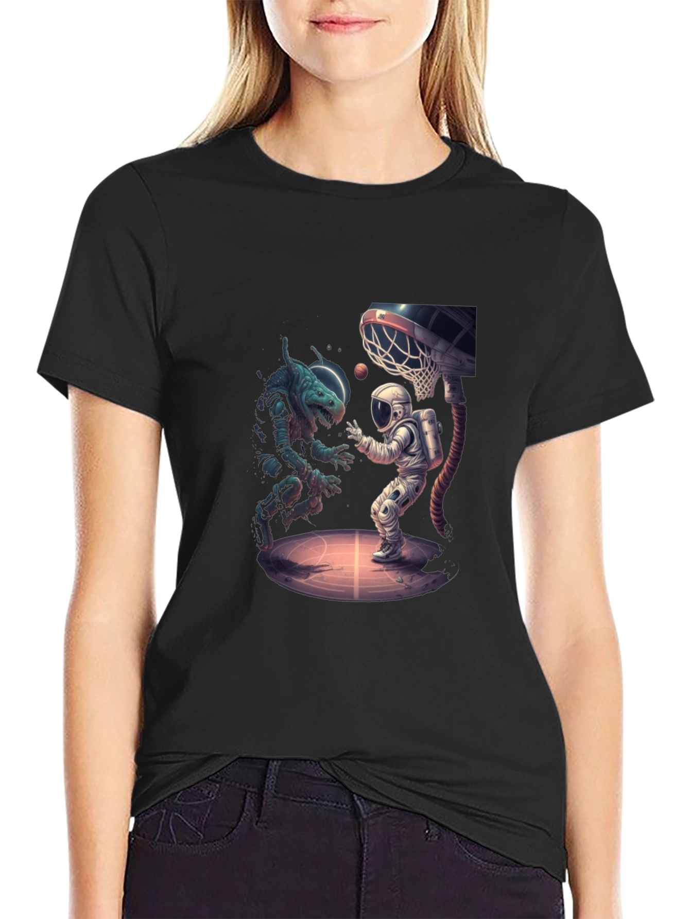 Cosmic Basketball T-Shirt - Alien vs Astronaut