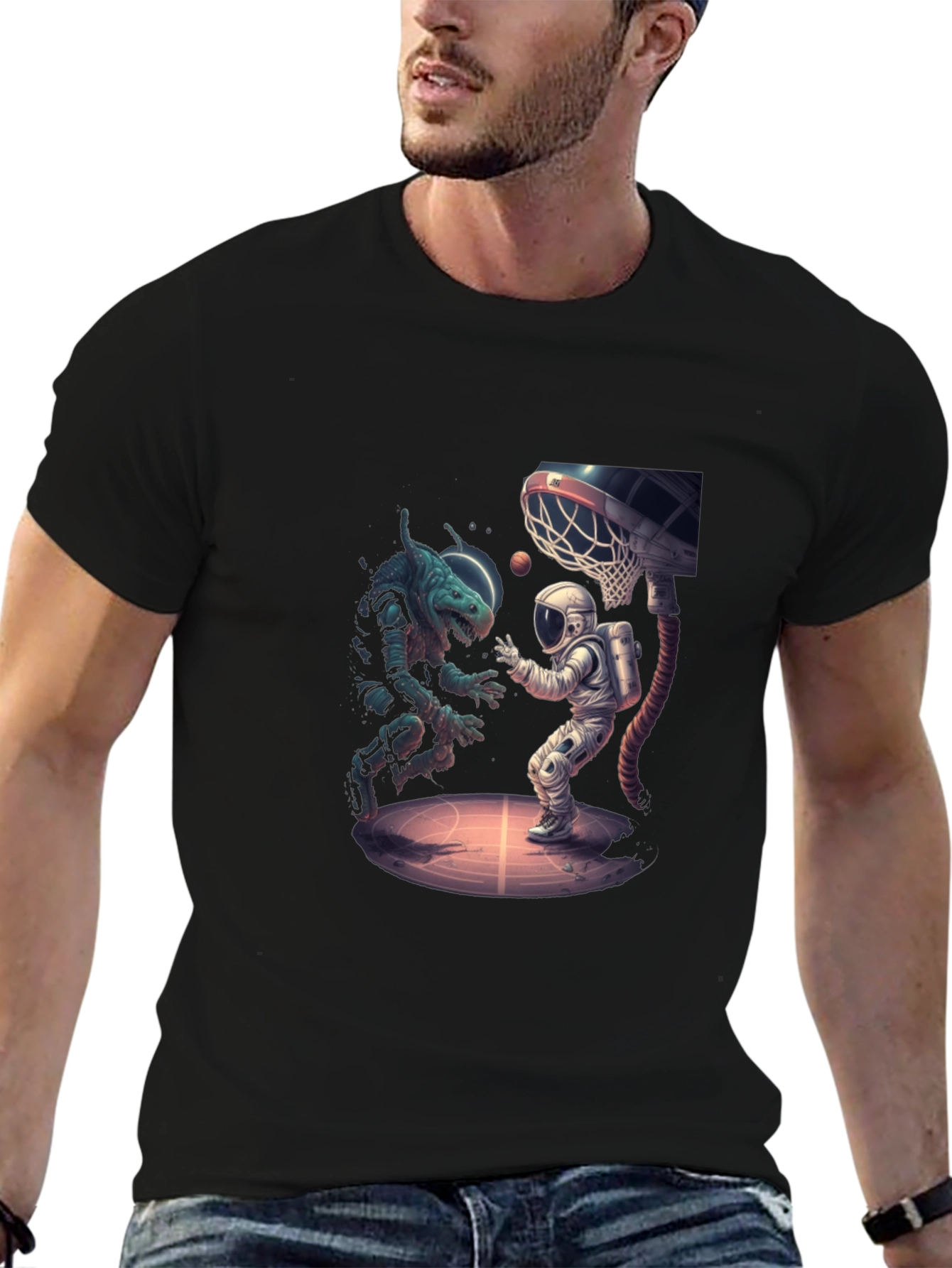Cosmic Basketball T-Shirt - Alien vs Astronaut