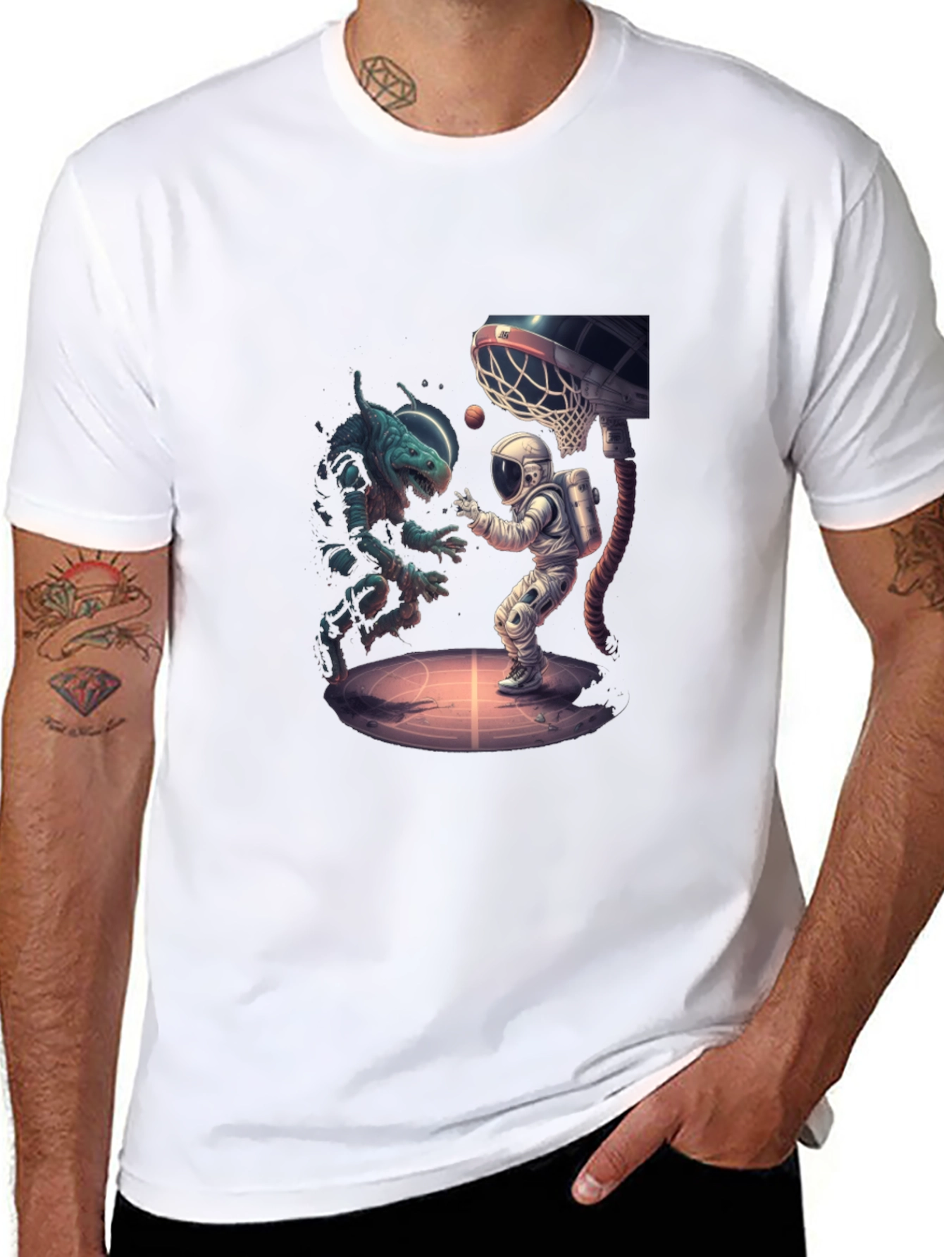 Cosmic Basketball T-Shirt - Alien vs Astronaut