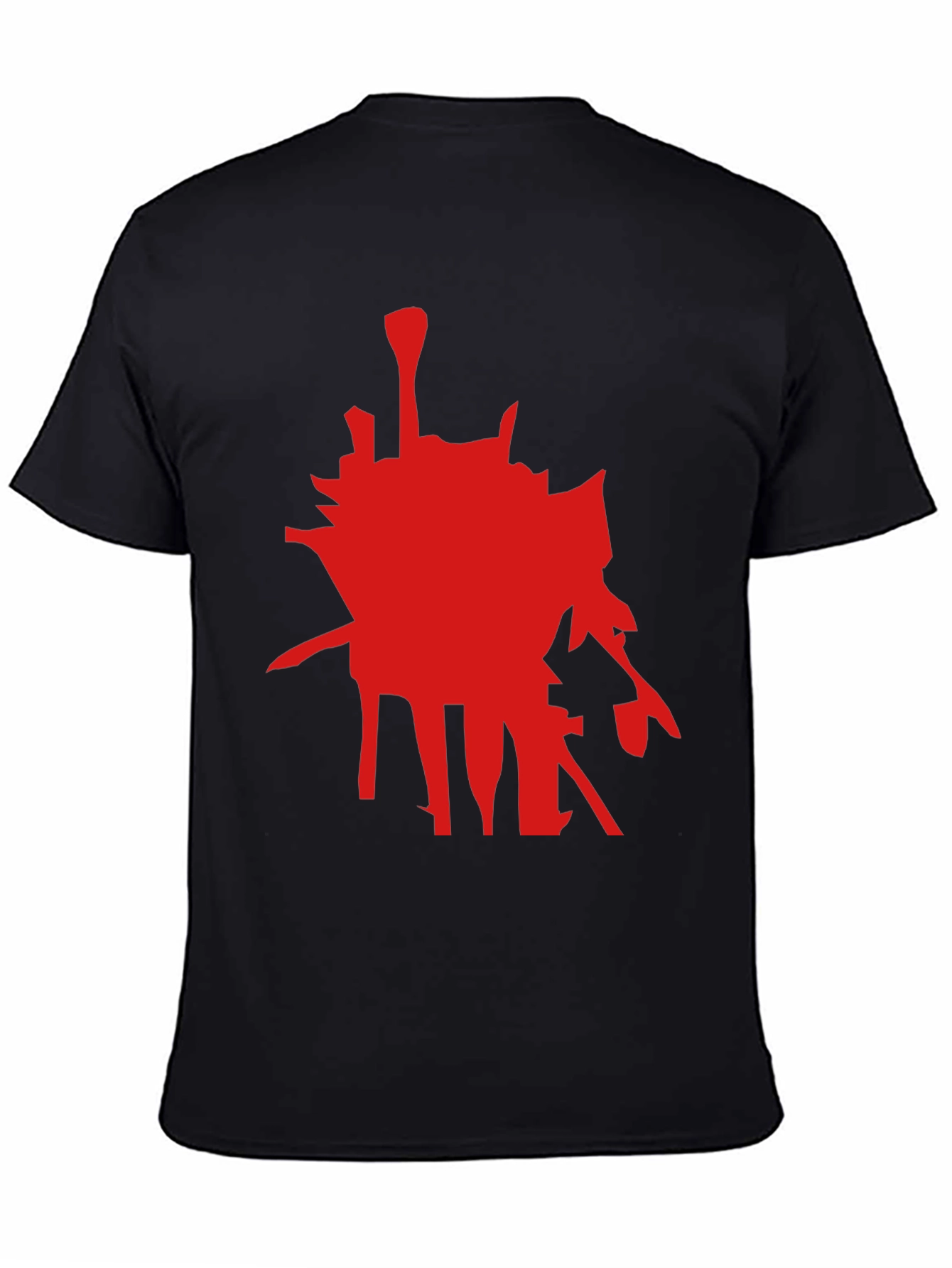 Abstract Red Graphic Black T-Shirt