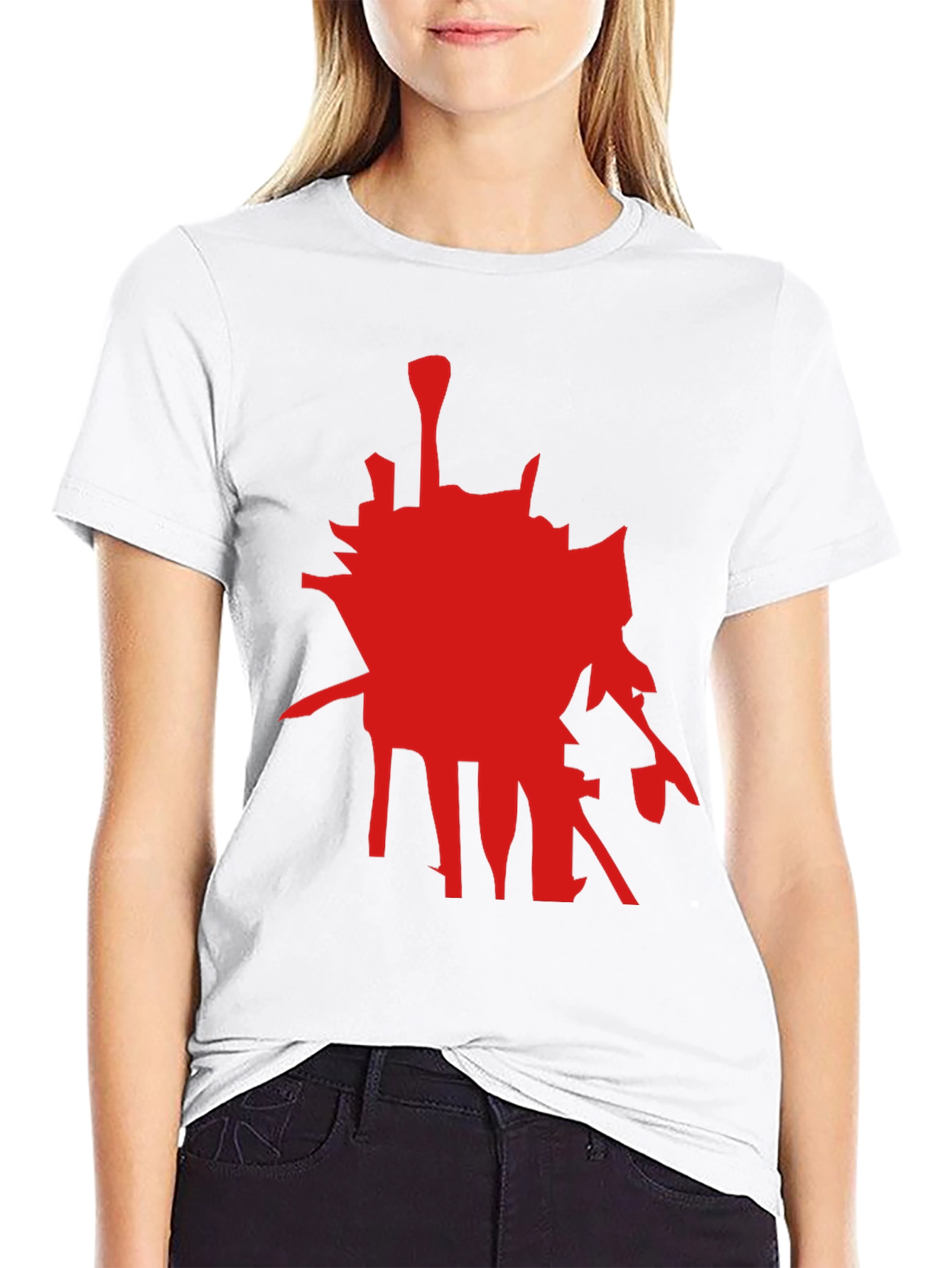 Abstract Red Graphic Black T-Shirt