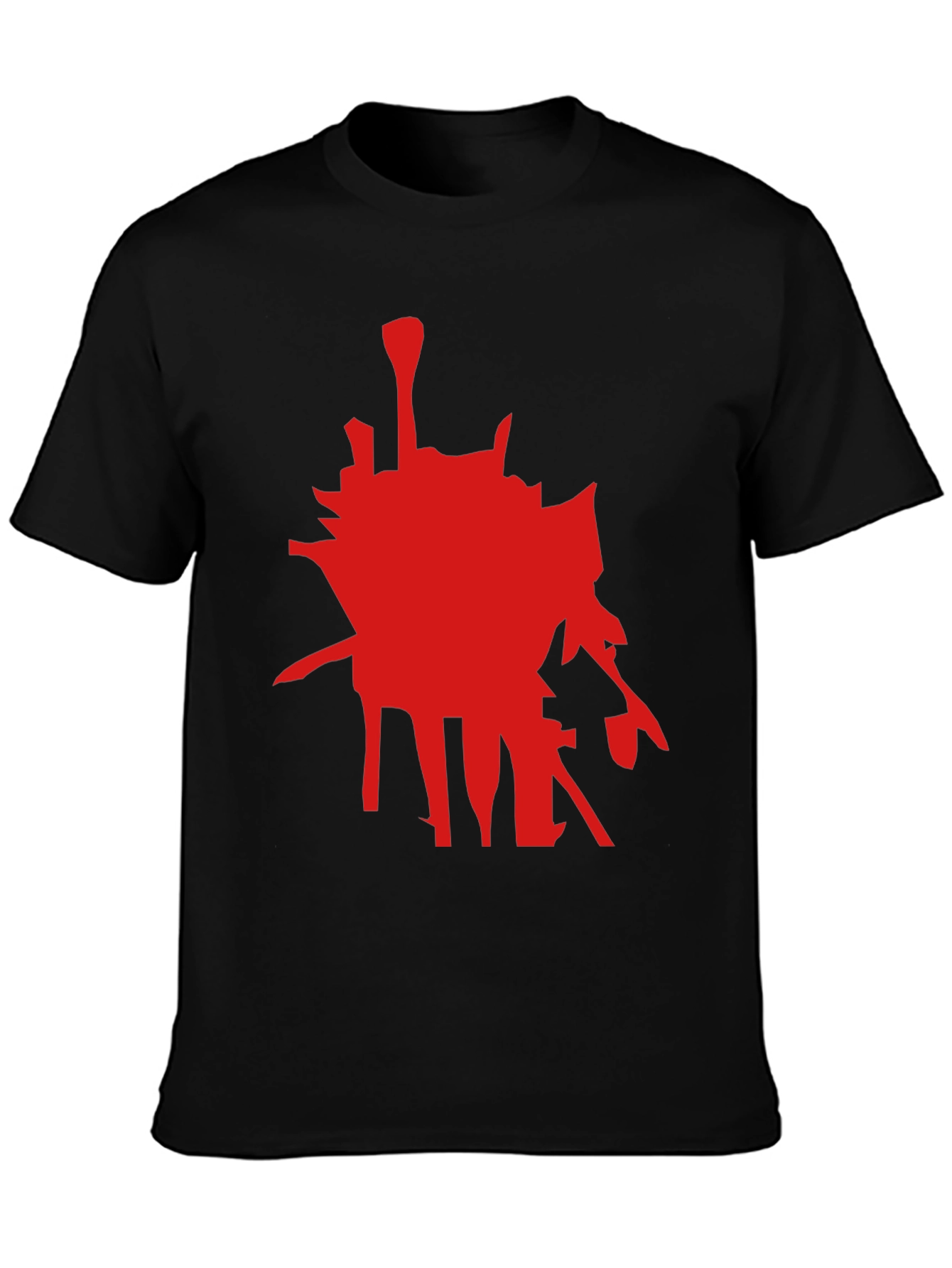 Abstract Red Graphic Black T-Shirt