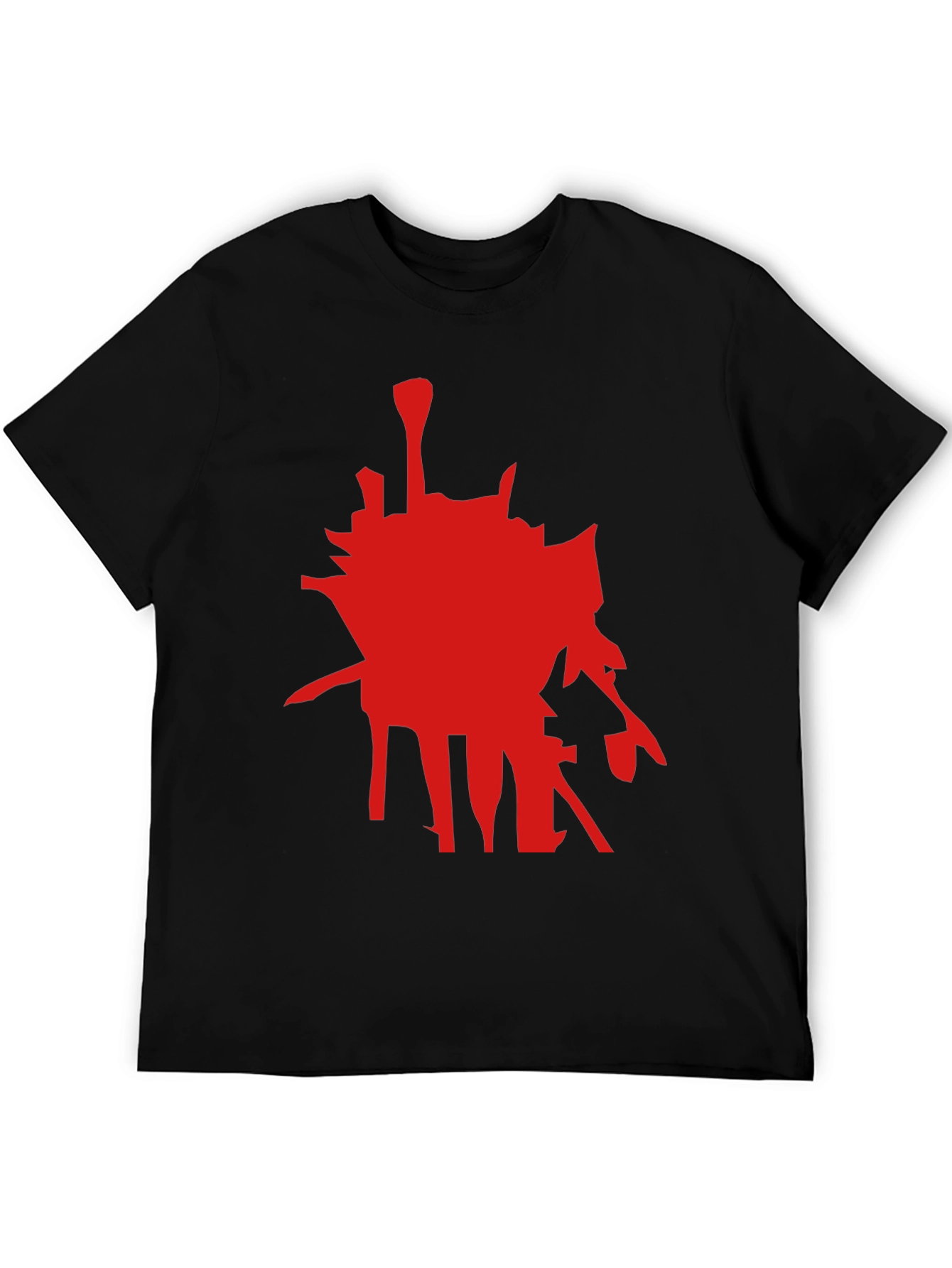 Abstract Red Graphic Black T-Shirt