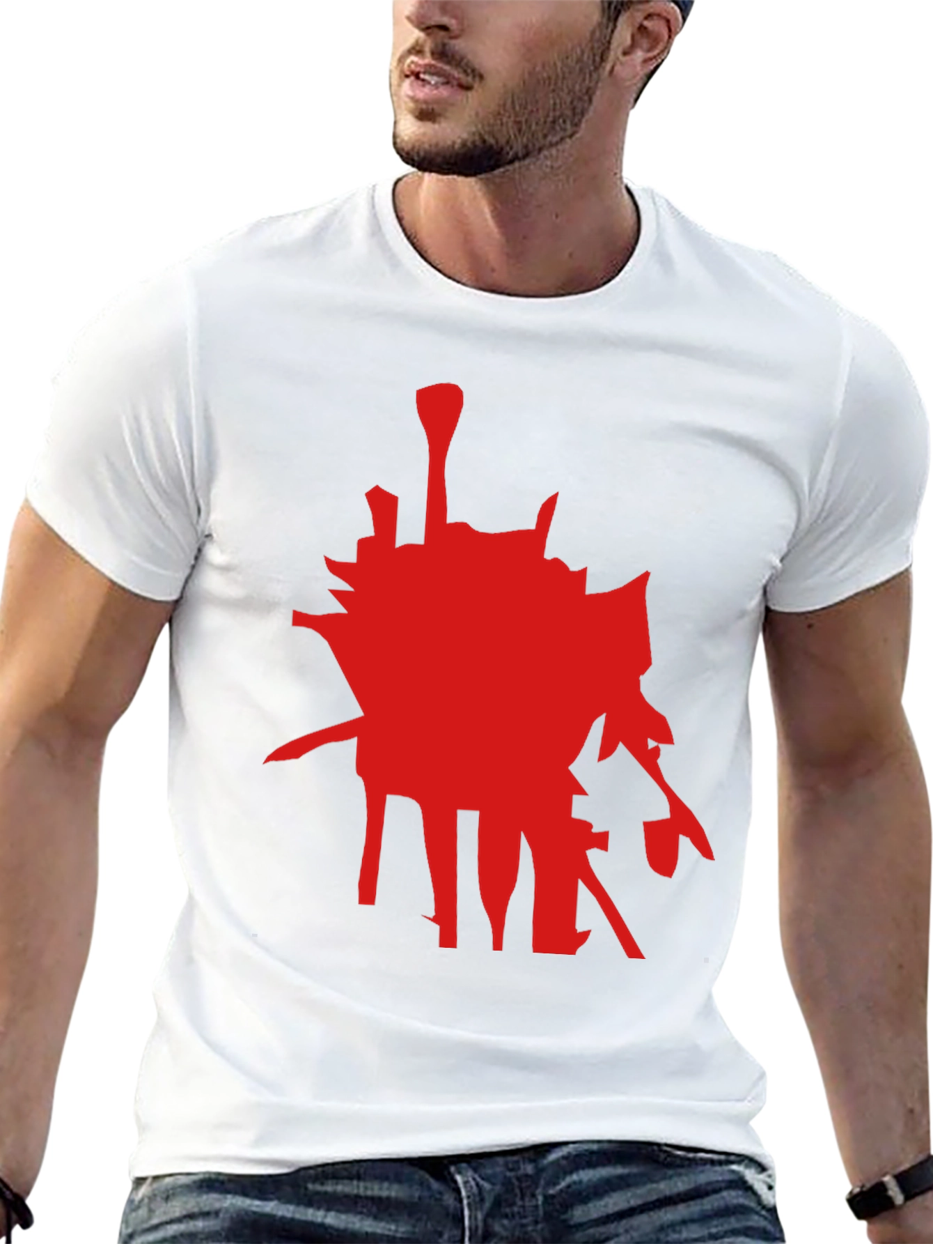 Abstract Red Graphic Black T-Shirt