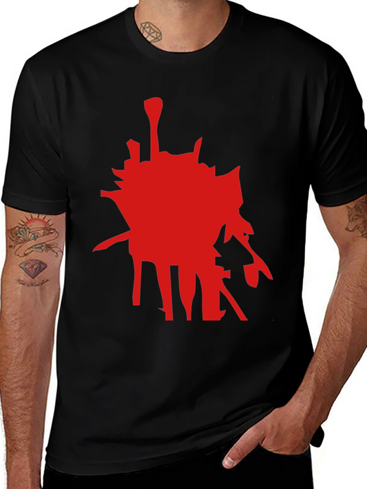 Abstract Red Graphic Black T-Shirt