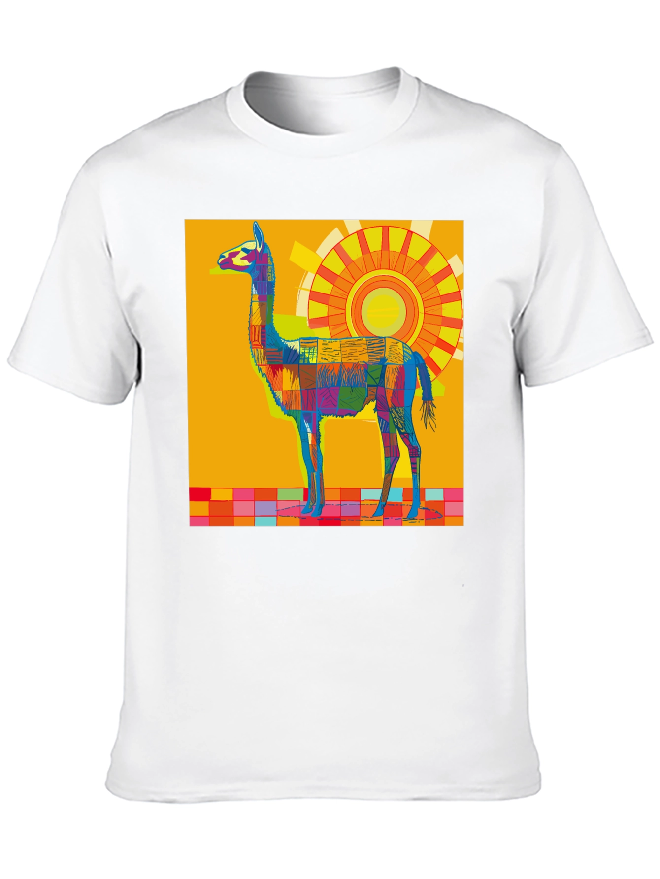Vibrant Llama Graphic Tee - Bold Artistic Style