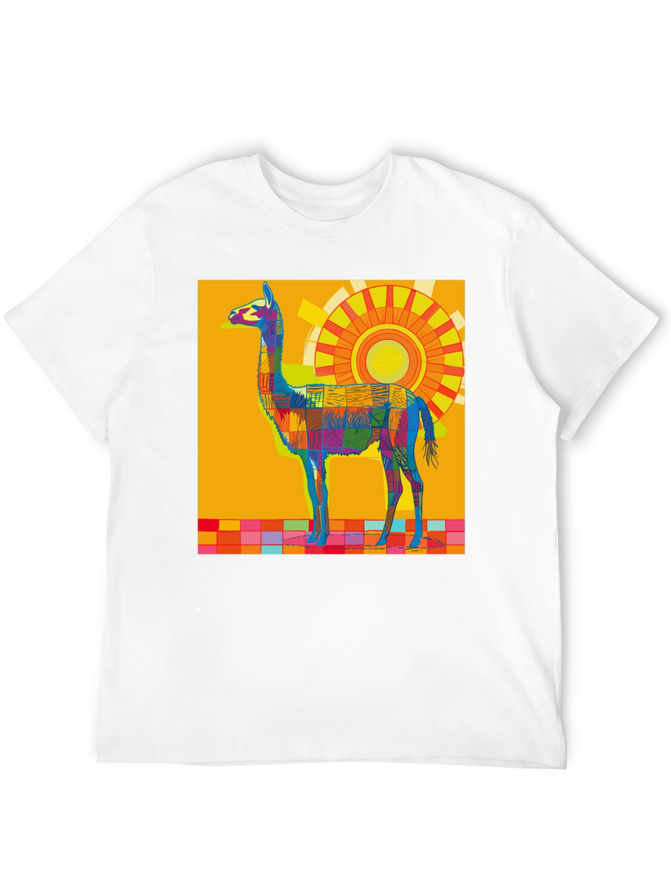 Vibrant Llama Graphic Tee - Bold Artistic Style