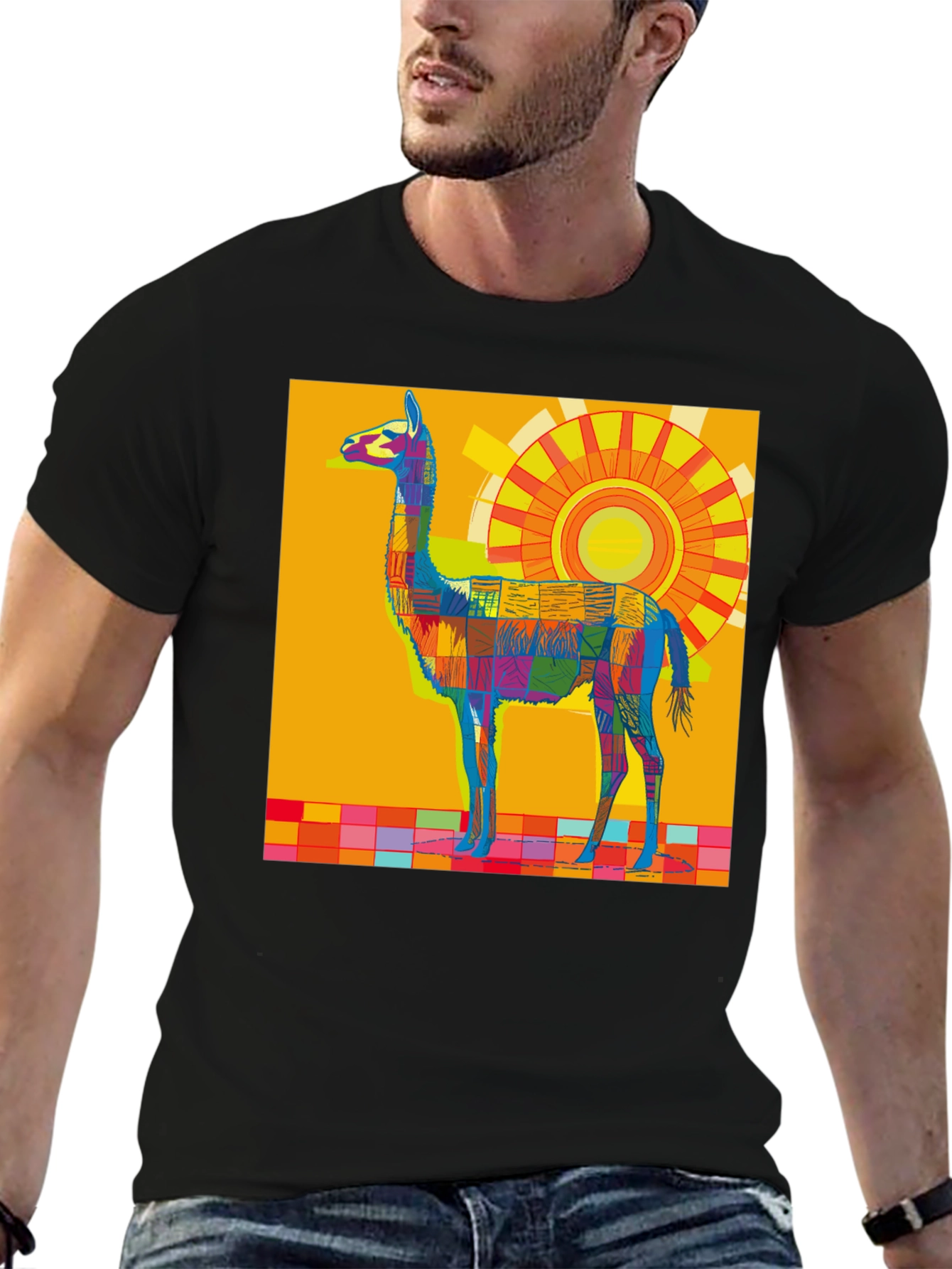 Vibrant Llama Graphic Tee - Bold Artistic Style