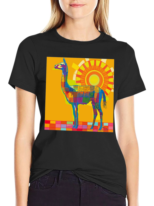 Vibrant Llama Graphic Tee - Bold Artistic Style