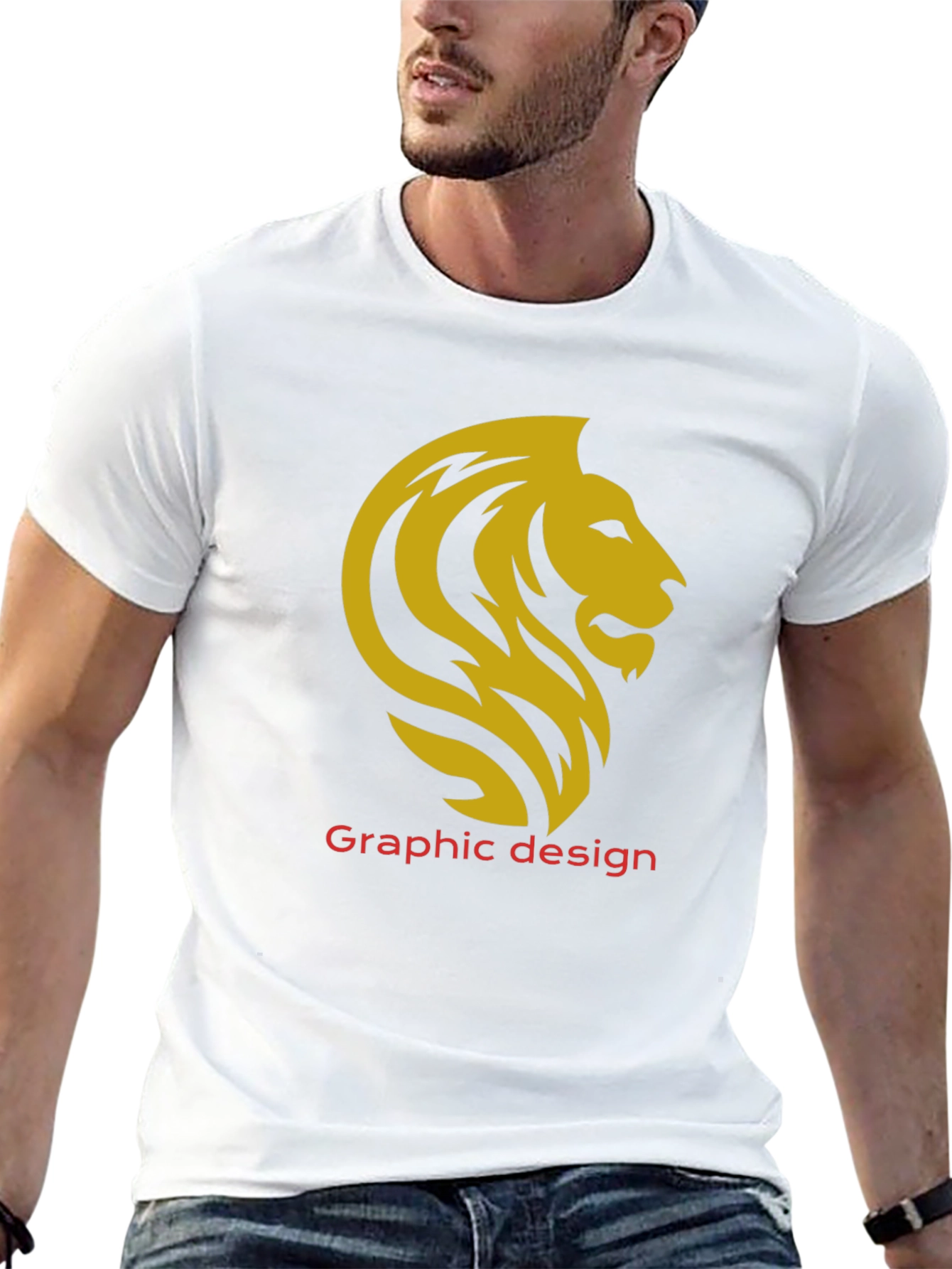 Lion Graphic Tee - Black Cotton Casual T-Shirt