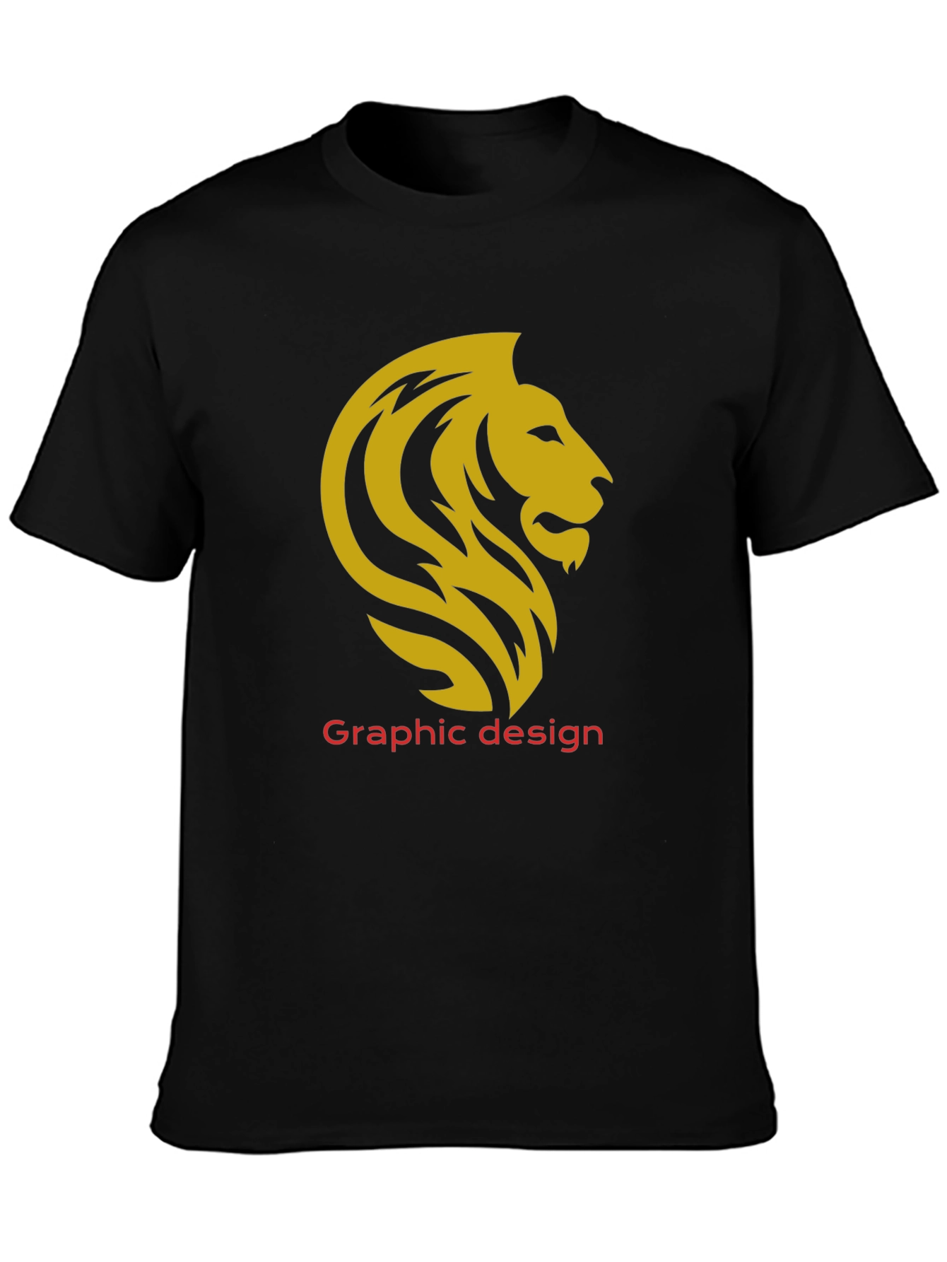 Lion Graphic Tee - Black Cotton Casual T-Shirt