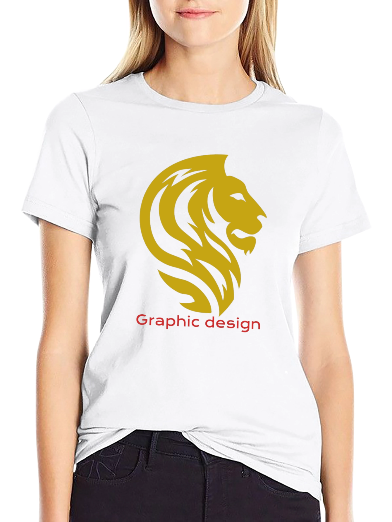 Lion Graphic Tee - Black Cotton Casual T-Shirt