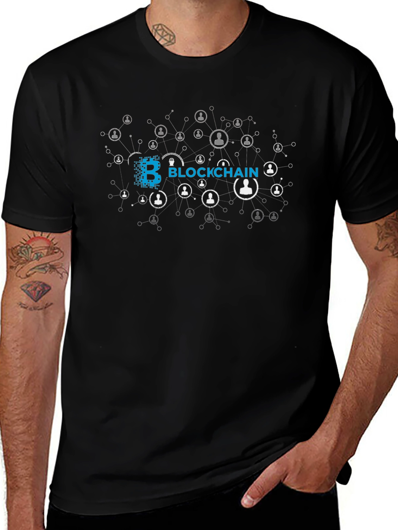 Blockchain Network Black Graphic Tee