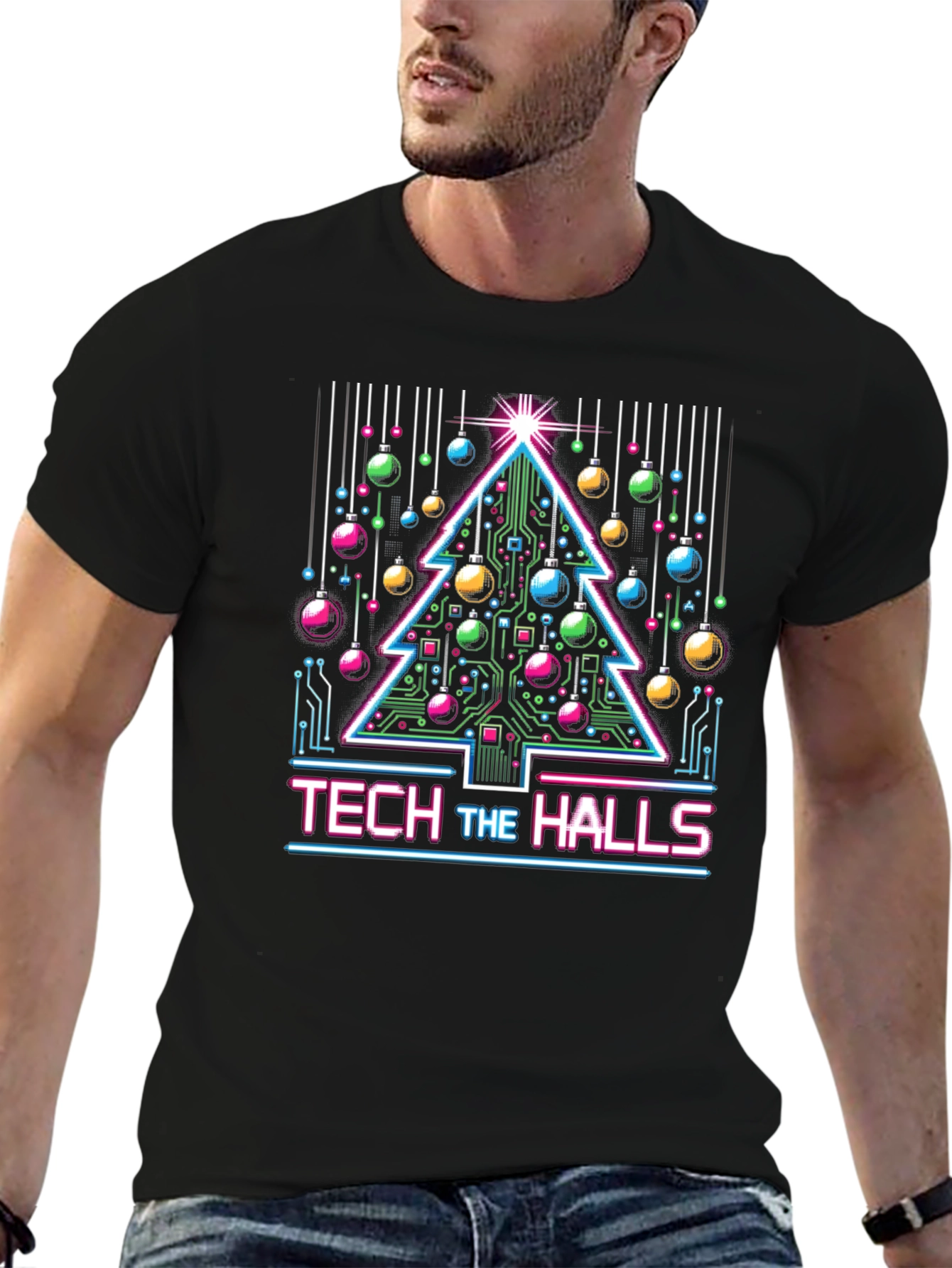 Tech the Halls Christmas T-Shirt - Circuit Board Tree