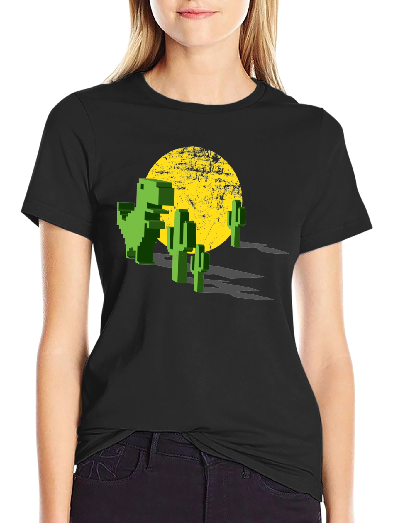 Retro Pixel Dinosaur T-Shirt - Gaming Tee