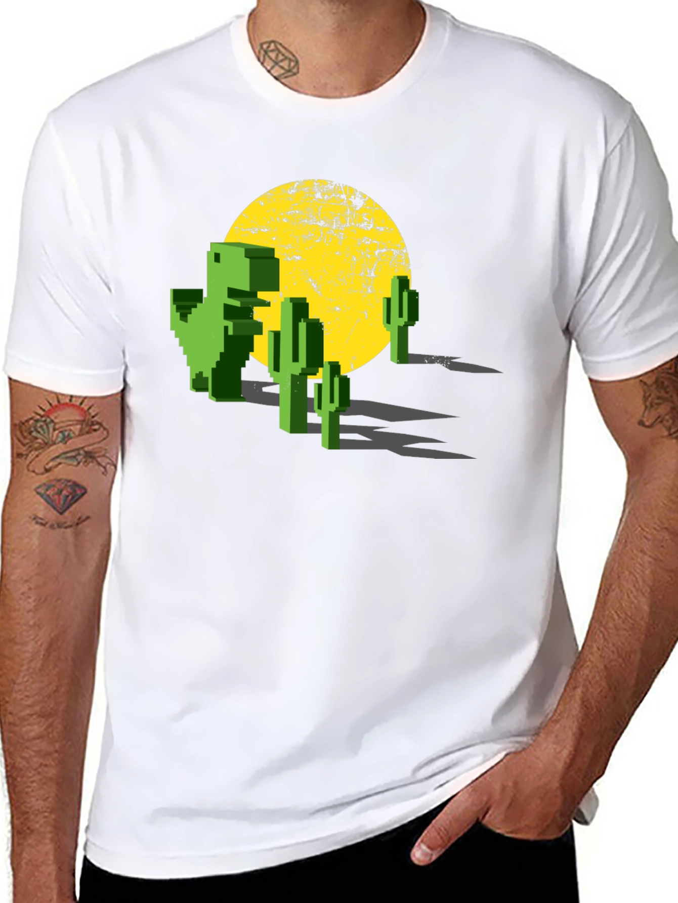 Retro Pixel Dinosaur T-Shirt - Gaming Tee