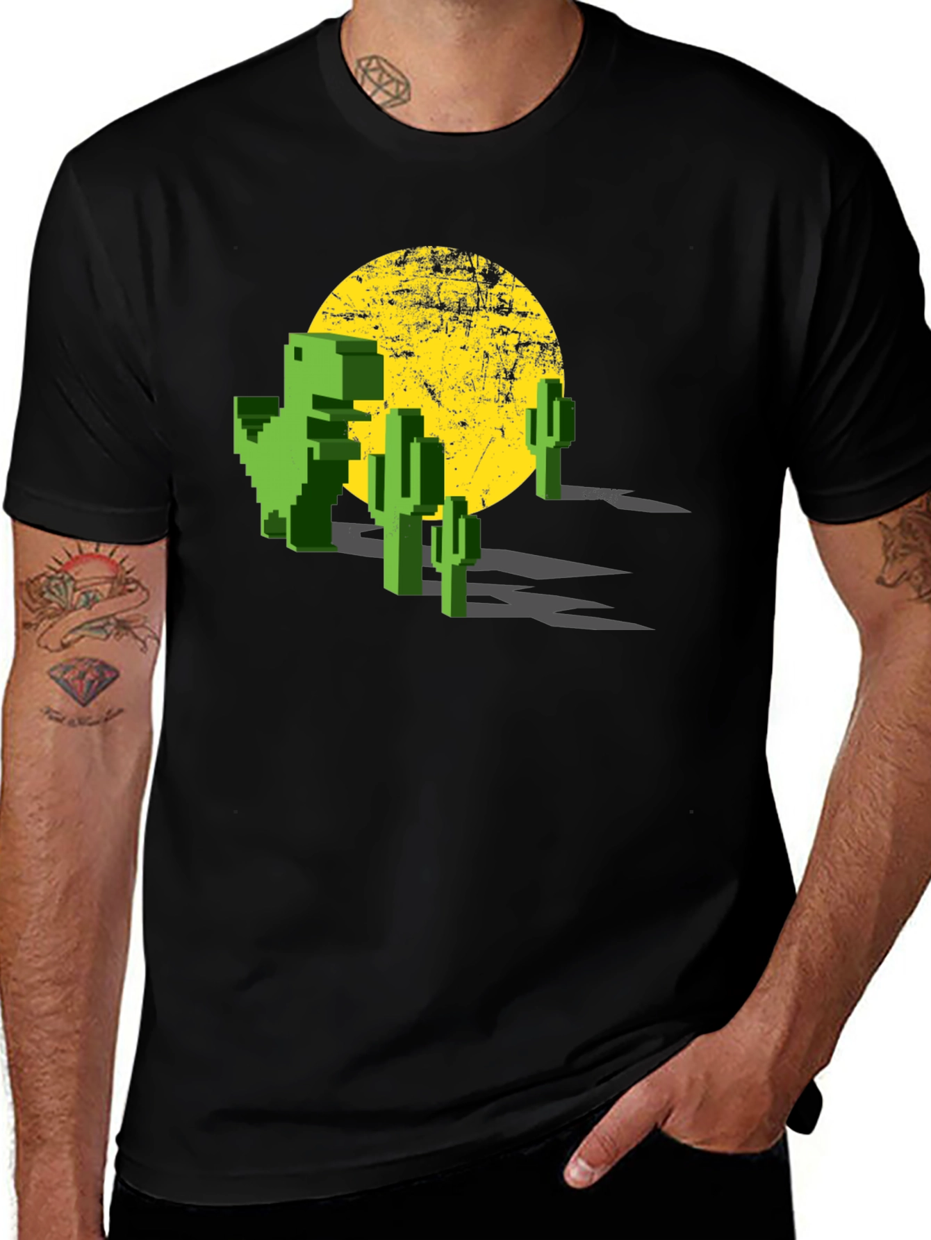 Retro Pixel Dinosaur T-Shirt - Gaming Tee