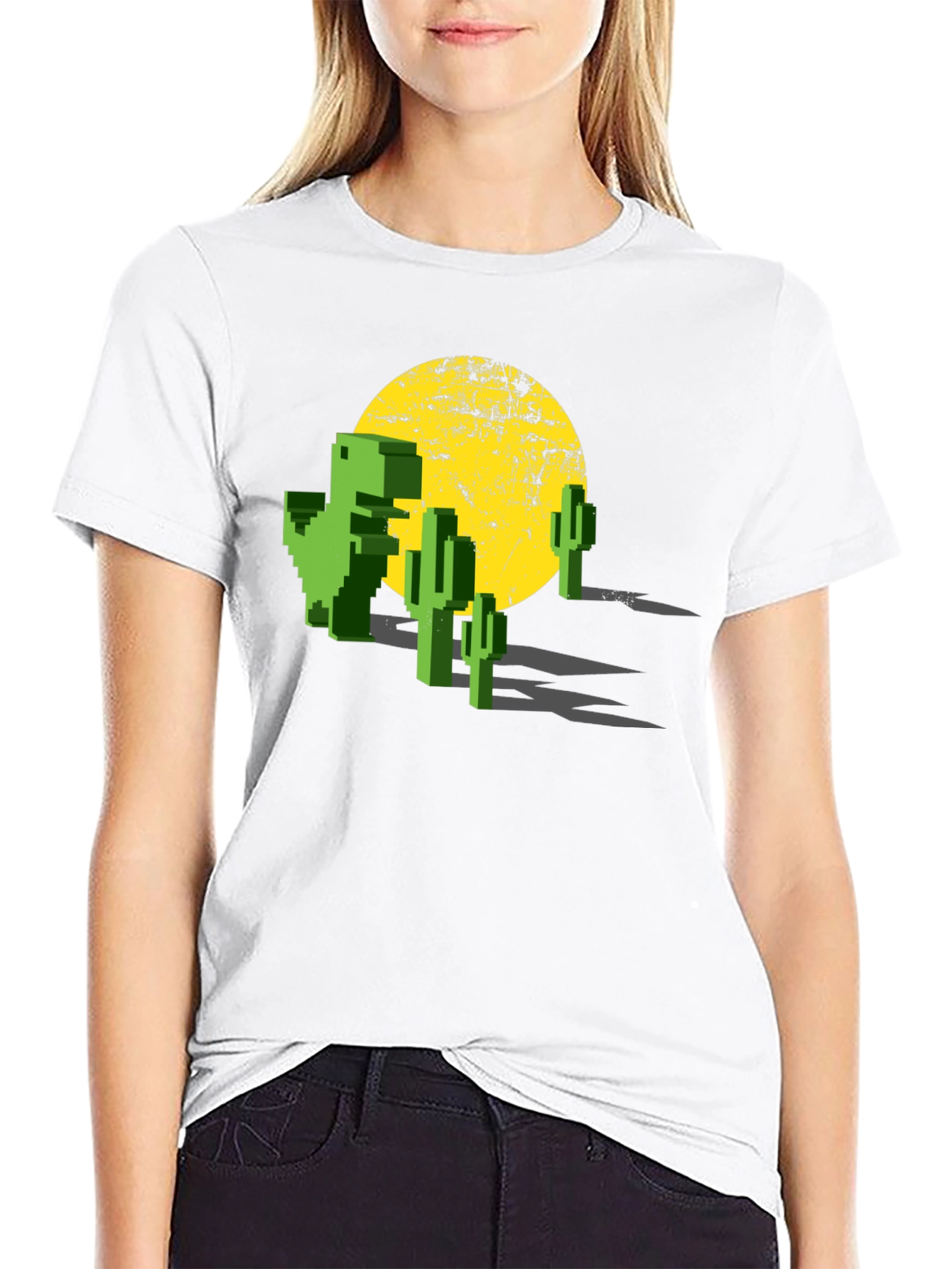 Retro Pixel Dinosaur T-Shirt - Gaming Tee