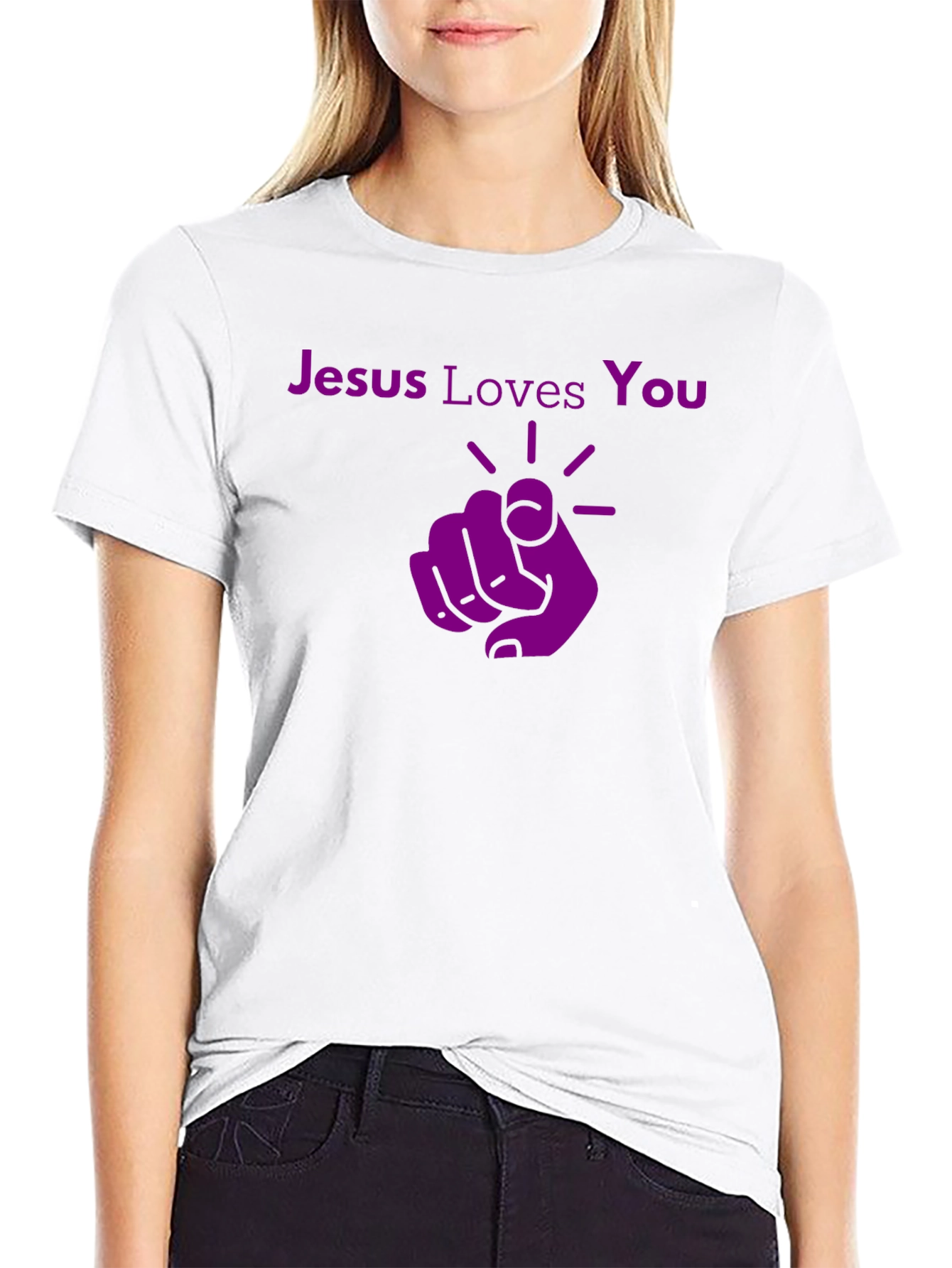 Jesus Loves You Graphic Tee - Pointing Finger Design