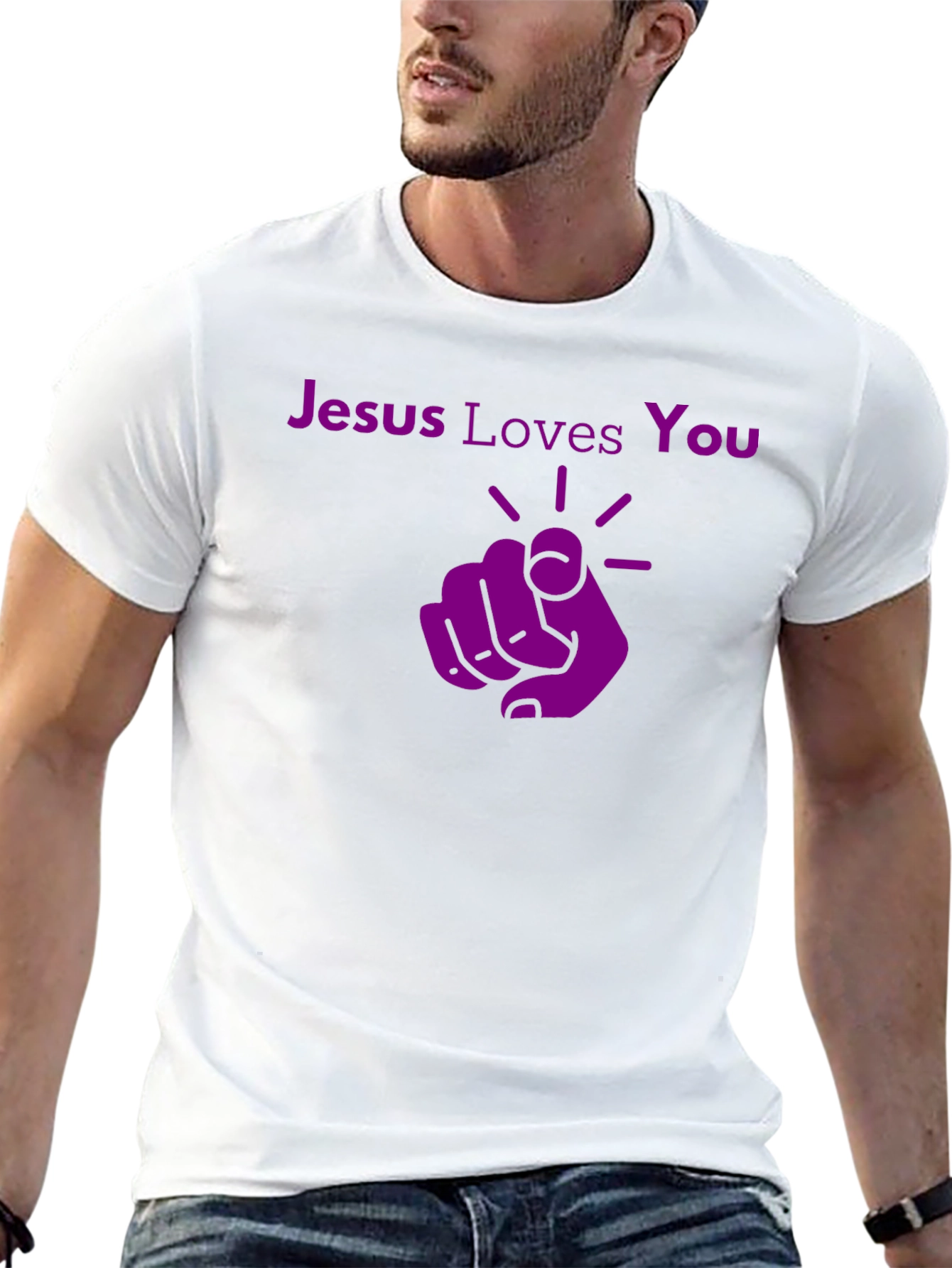 Jesus Loves You Graphic Tee - Pointing Finger Design