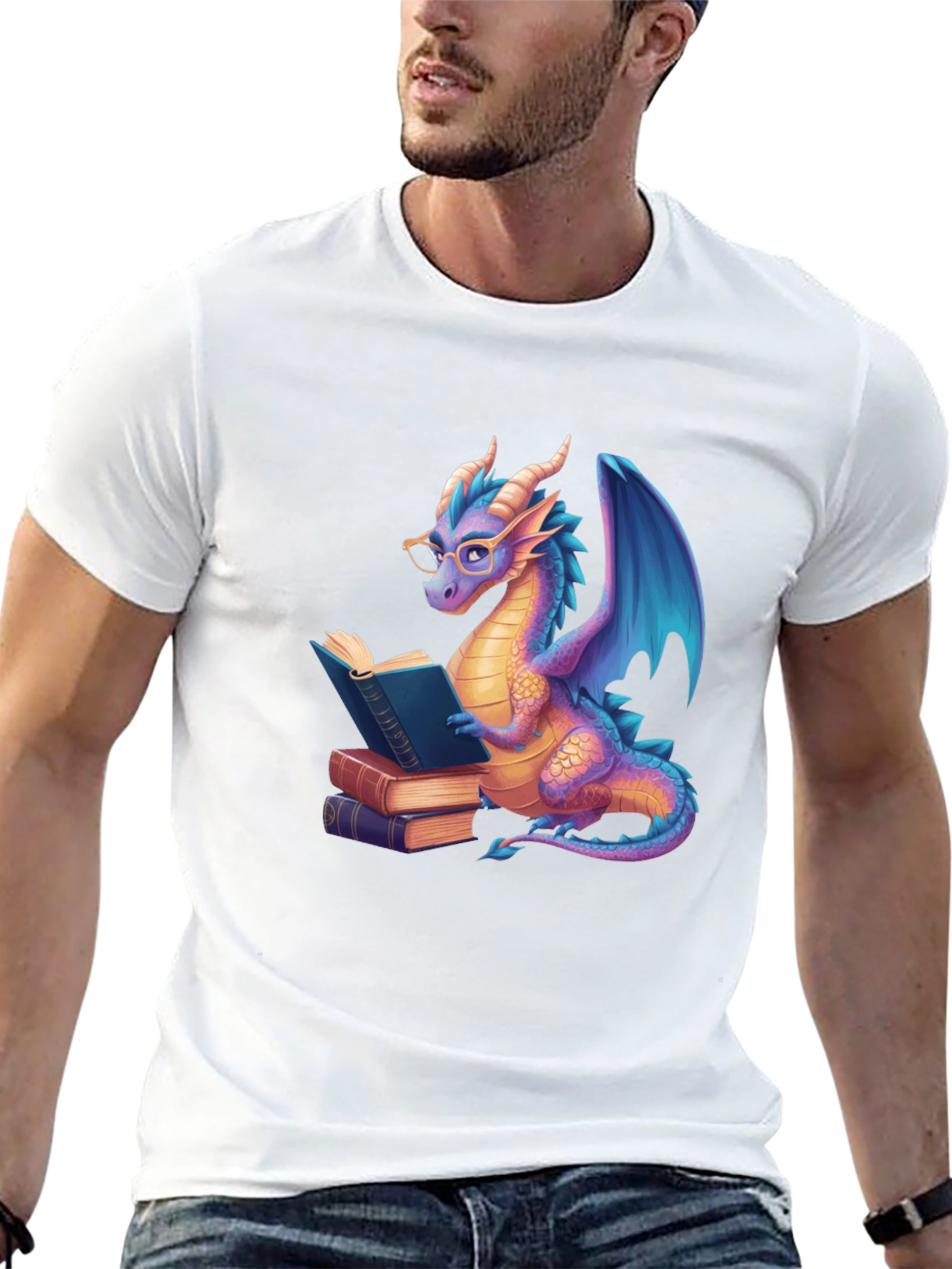 Reading Dragon Graphic Tee - Unisex Black T-Shirt