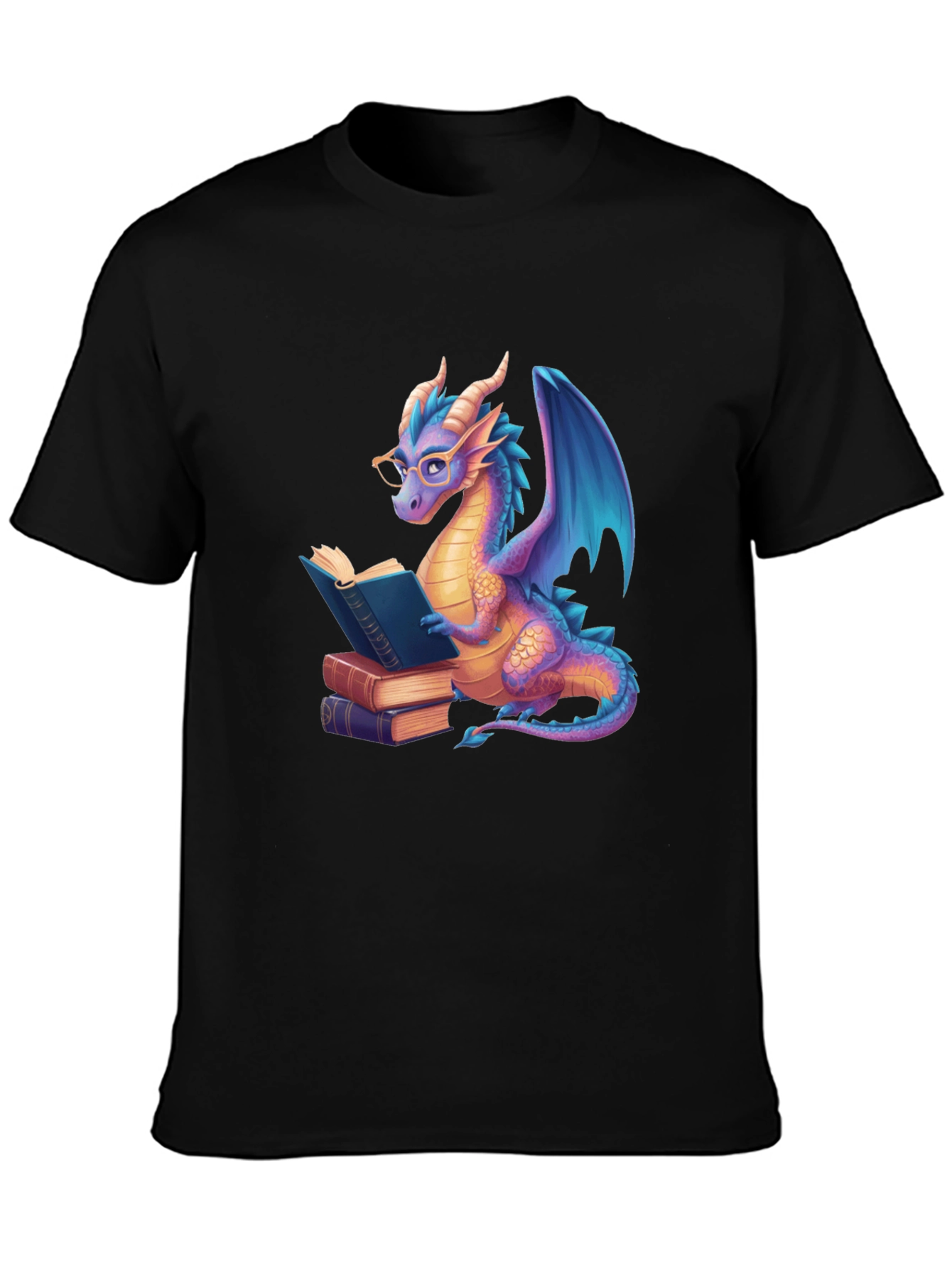 Reading Dragon Graphic Tee - Unisex Black T-Shirt