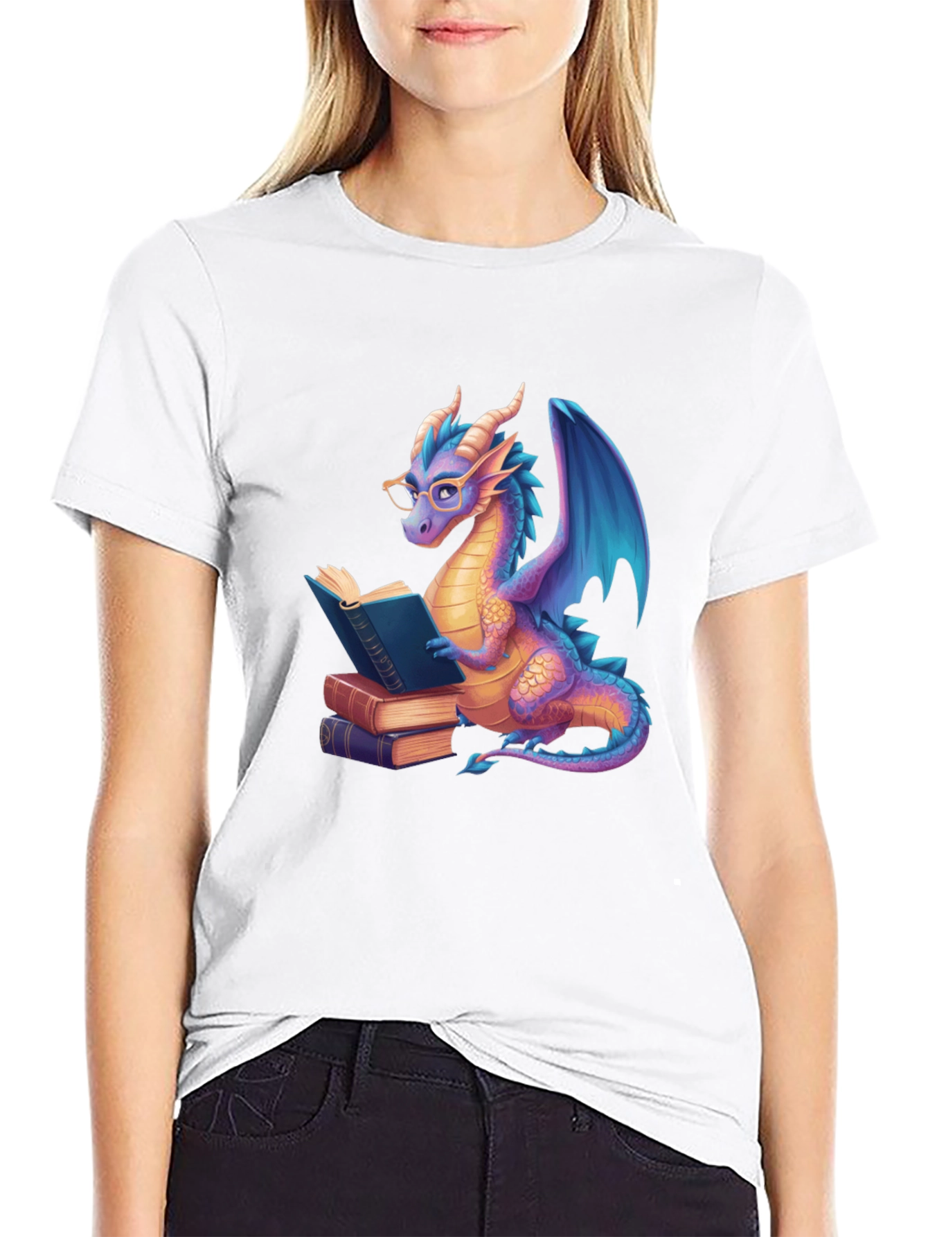Reading Dragon Graphic Tee - Unisex Black T-Shirt