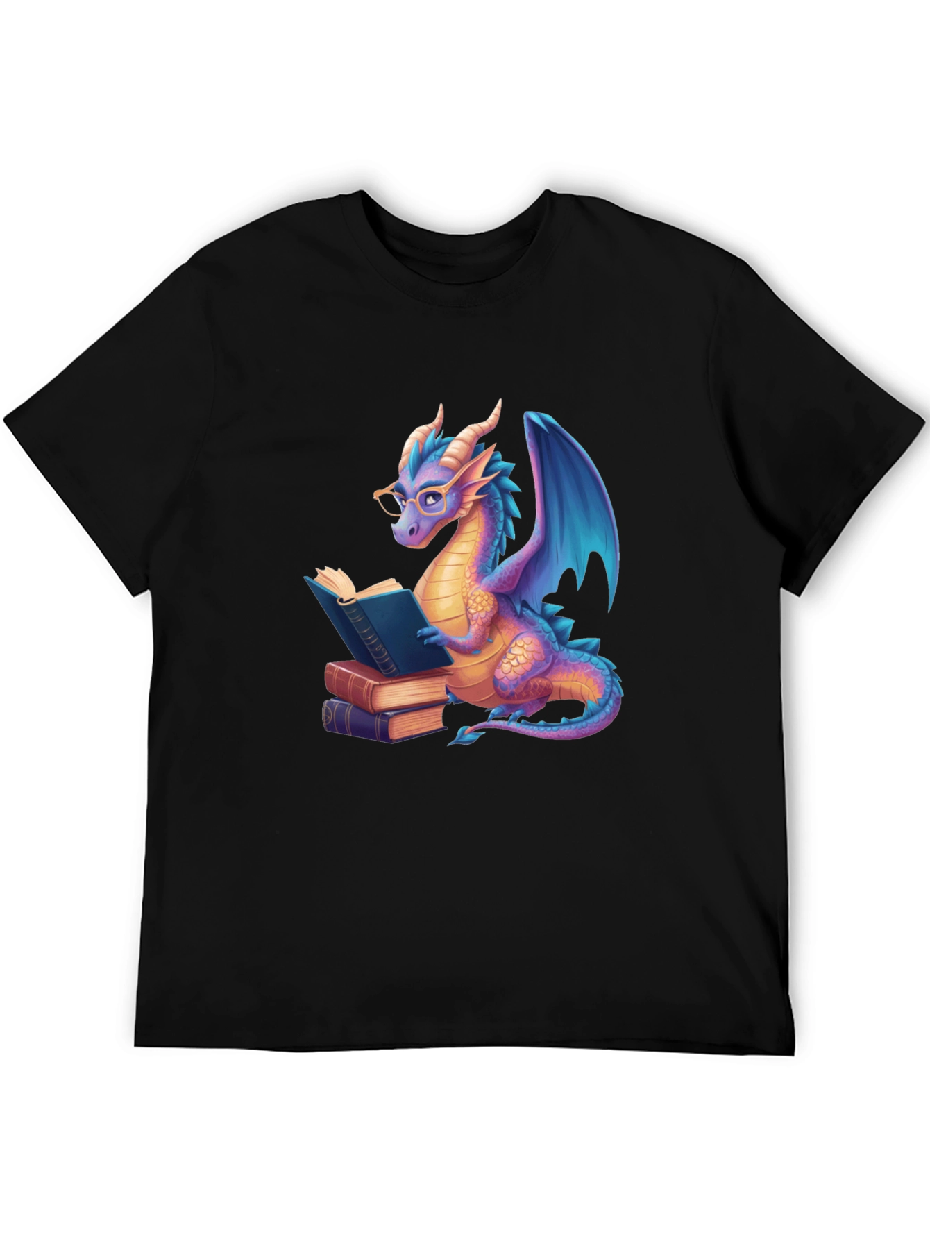 Reading Dragon Graphic Tee - Unisex Black T-Shirt