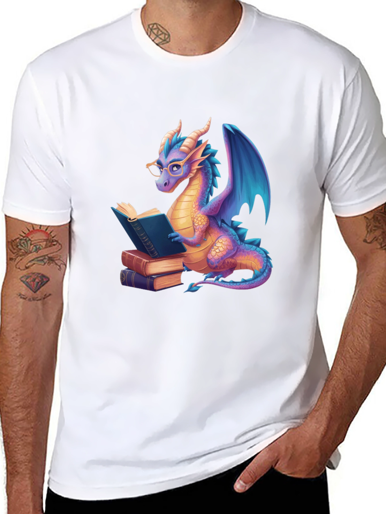 Reading Dragon Graphic Tee - Unisex Black T-Shirt