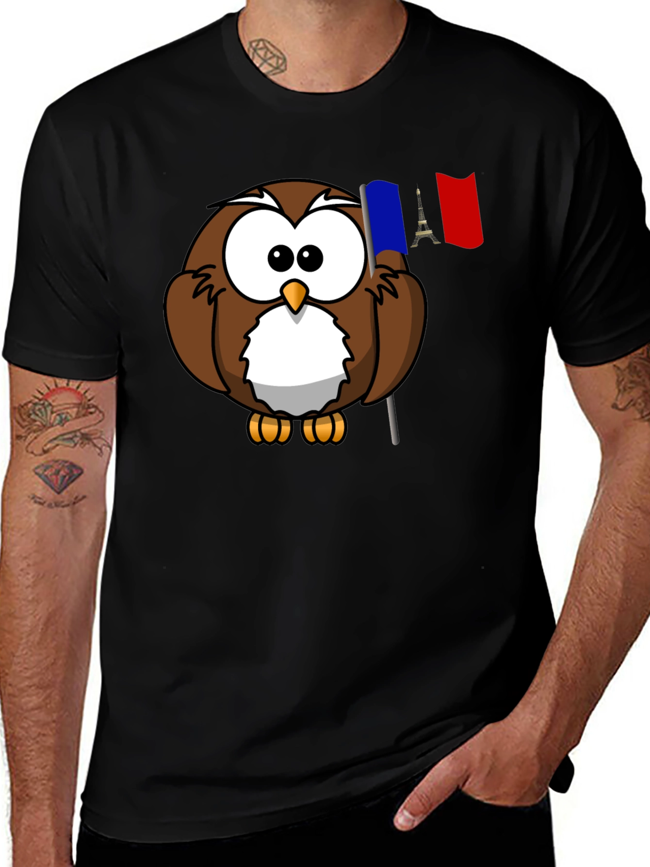 Owl Holding French Flag T-Shirt