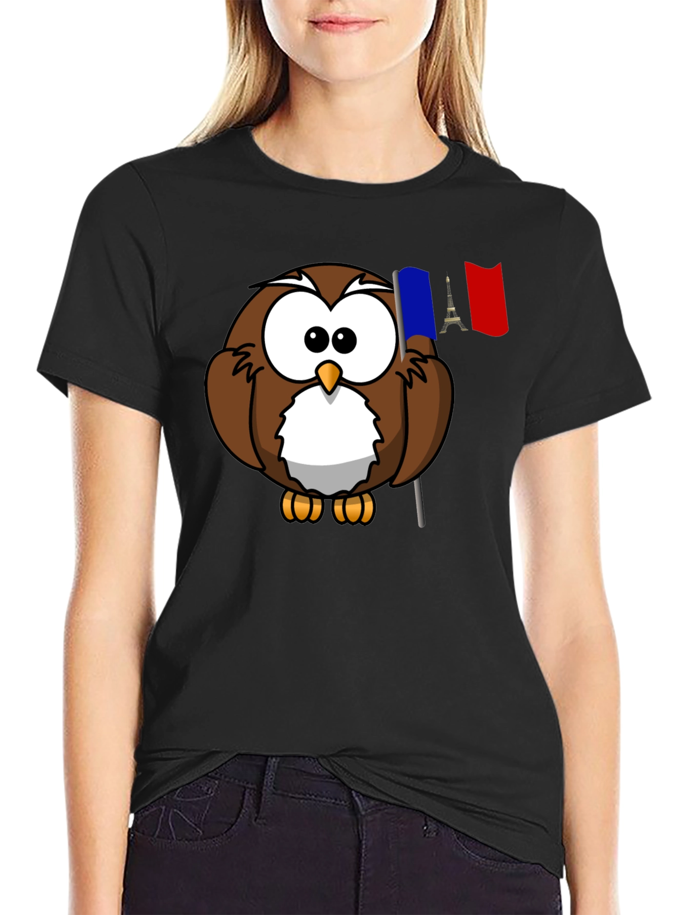 Owl Holding French Flag T-Shirt