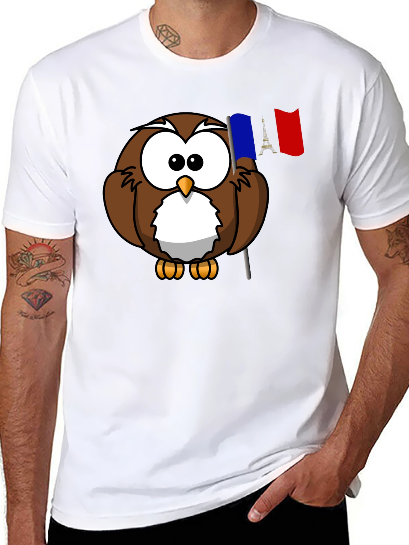 Owl Holding French Flag T-Shirt
