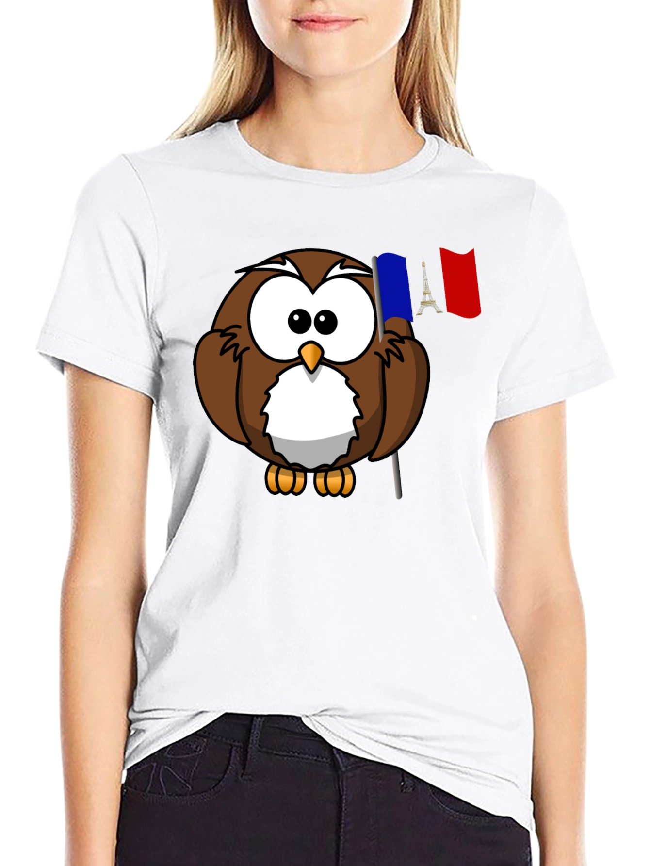 Owl Holding French Flag T-Shirt