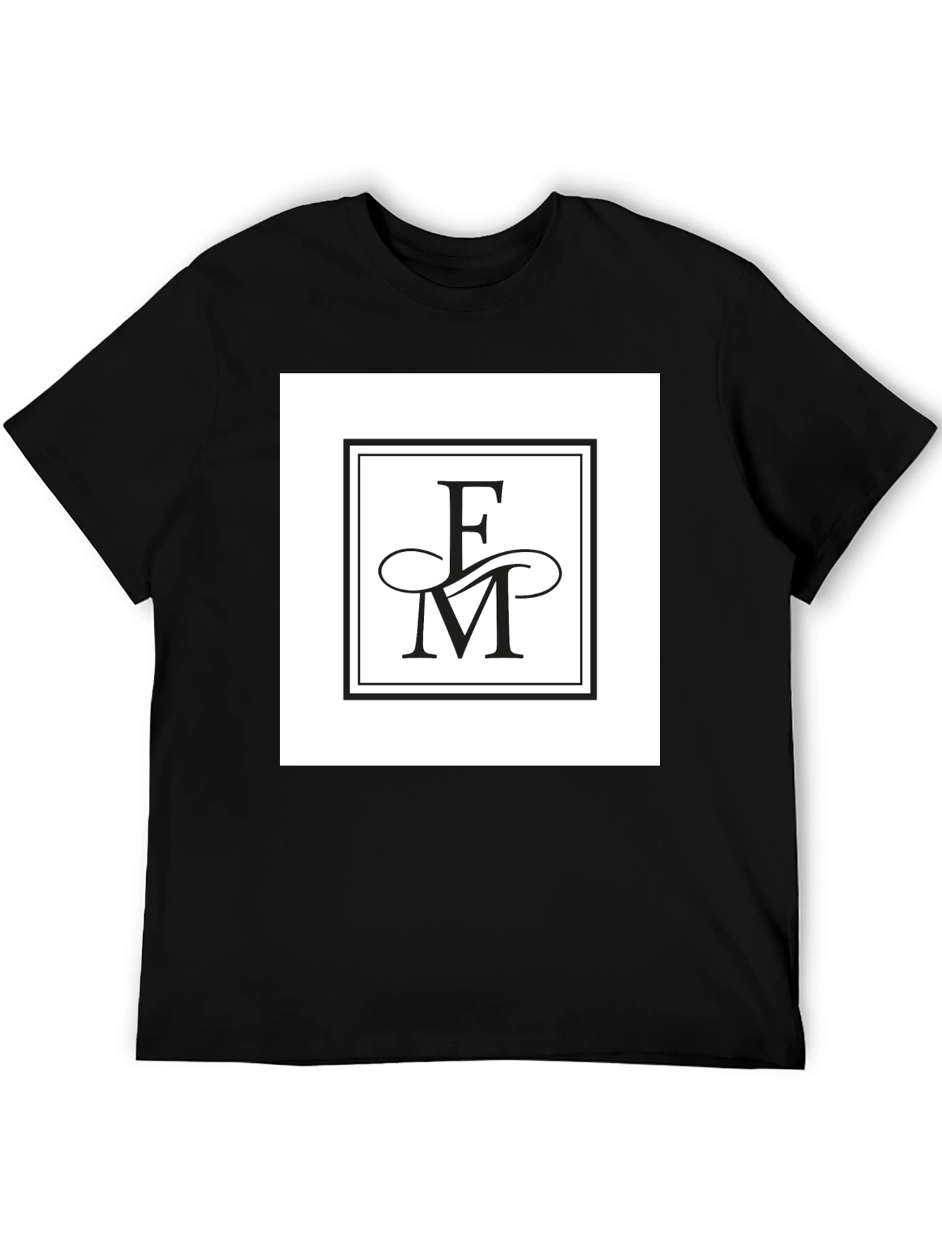 Elegant FM Initial Logo Black T-Shirt