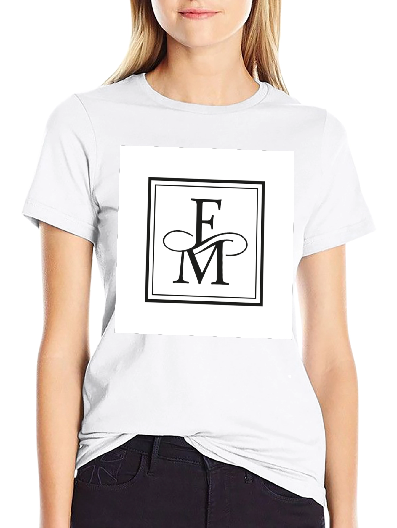 Elegant FM Initial Logo Black T-Shirt