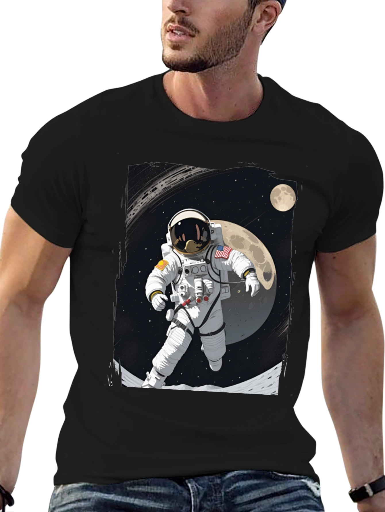 Astronaut Moonwalk Graphic Tee - Black