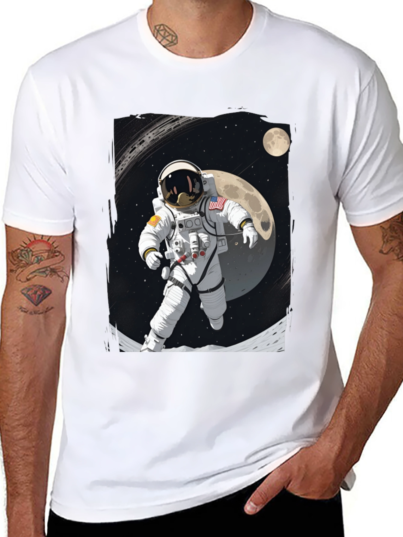 Astronaut Moonwalk Graphic Tee - Black