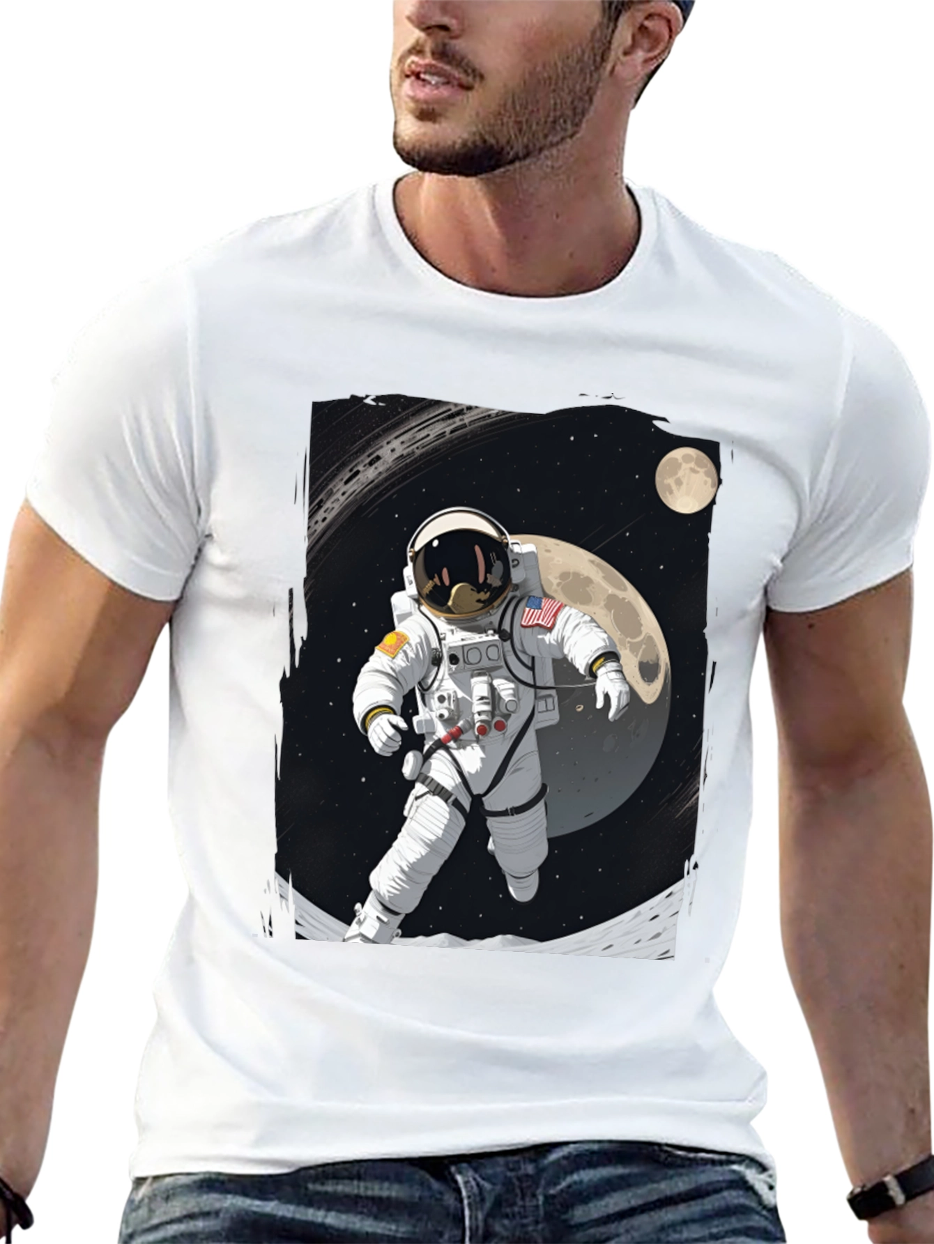 Astronaut Moonwalk Graphic Tee - Black